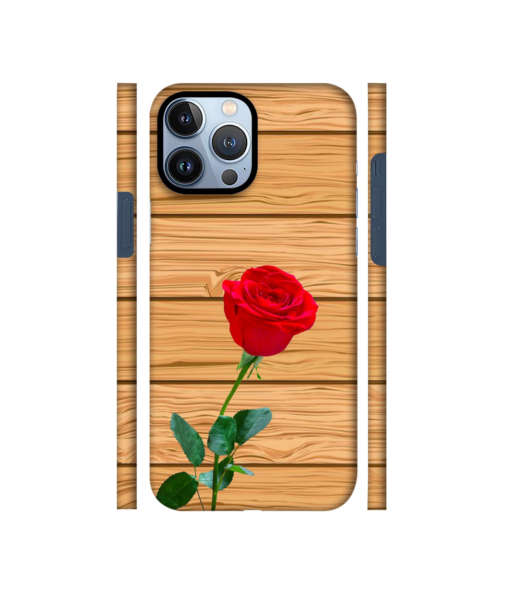 Rose With Wooden Texture Designer Hard Back Cover for Apple iPhone 13 Pro