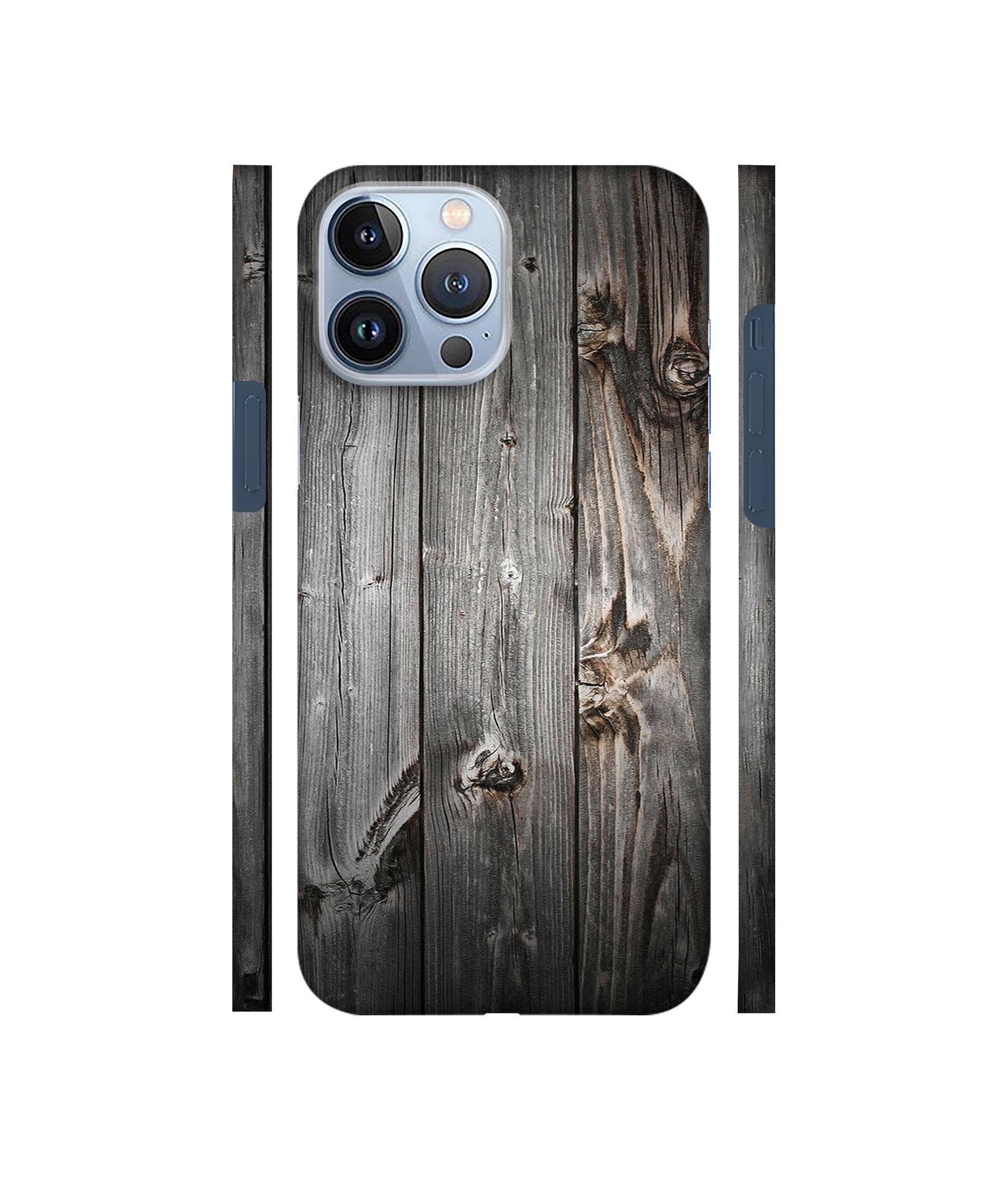 Grey Wooden Texture Designer Hard Back Cover for Apple iPhone 13 Pro