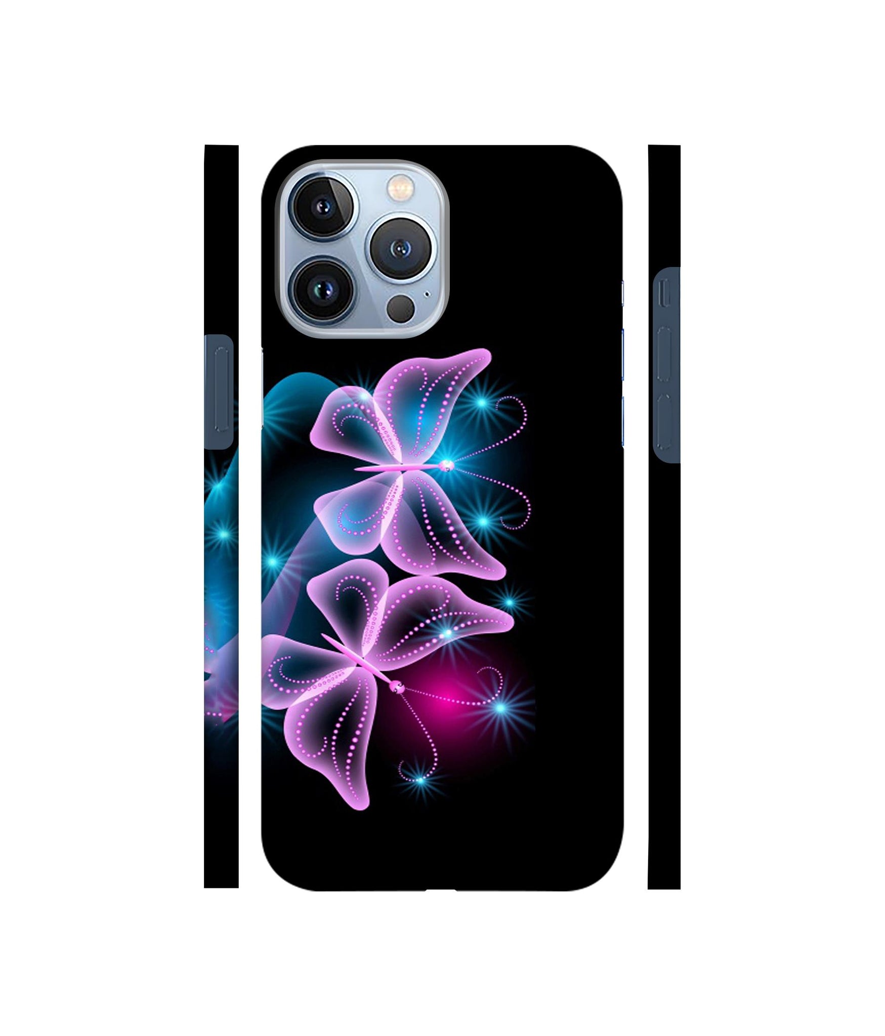 Butterflies Neon Light Designer Hard Back Cover for Apple iPhone 13 Pro