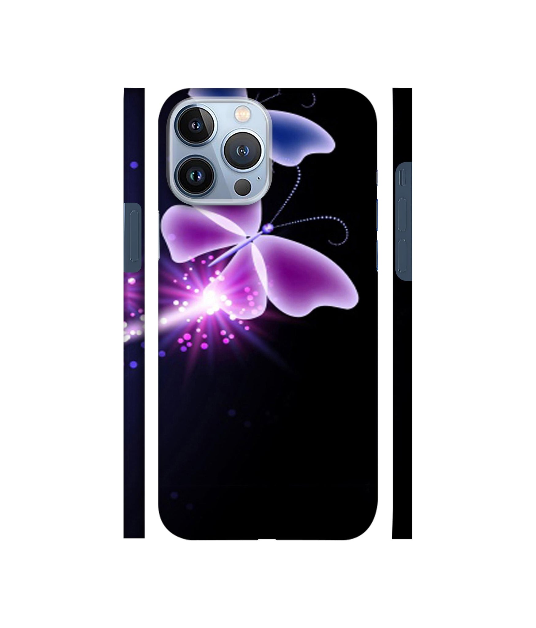 Neon Butterfly Light Abstract Shine Designer Hard Back Cover for Apple iPhone 13 Pro