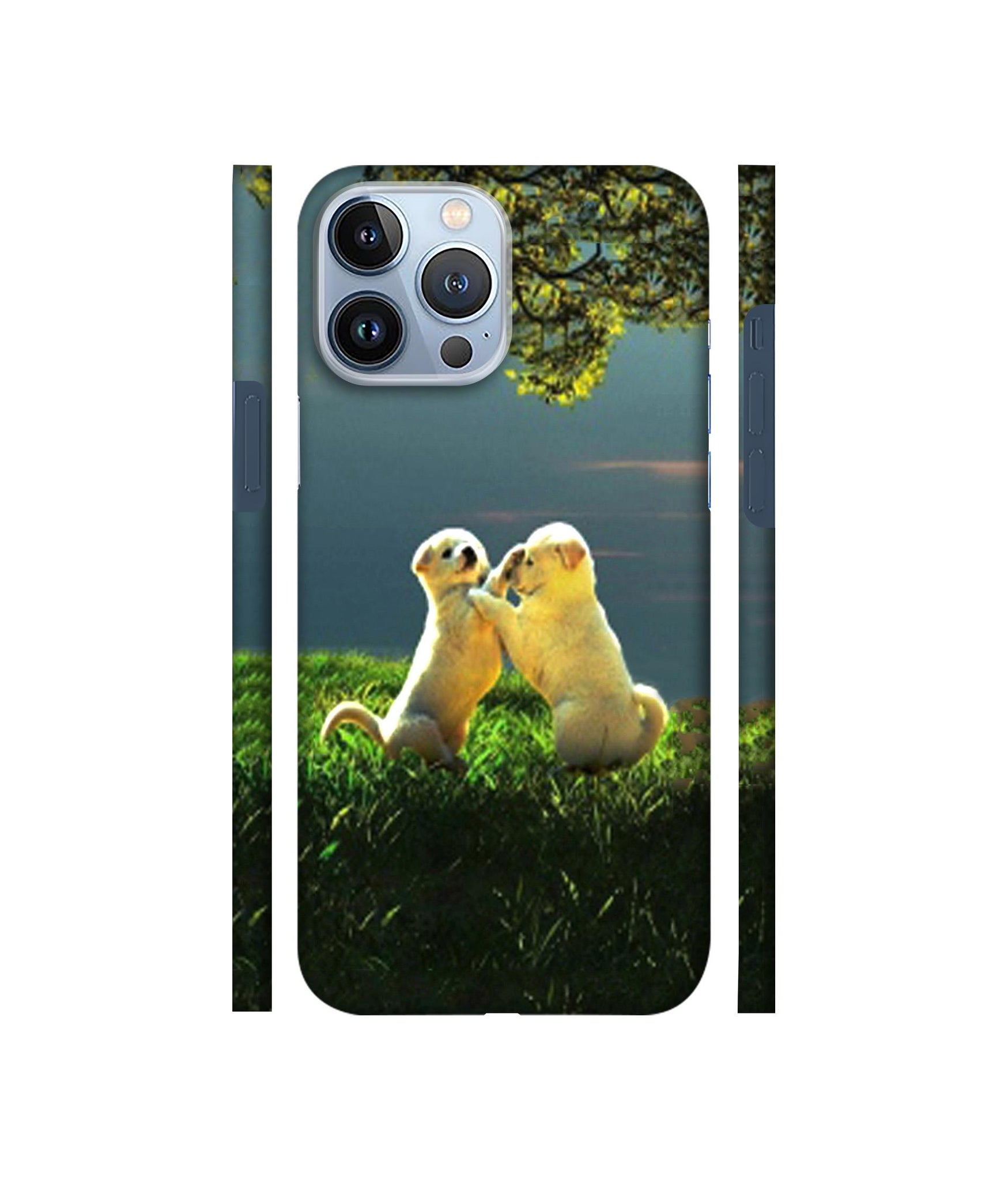 Puppy Couple Play Kids Nature Designer Hard Back Cover for Apple iPhone 13 Pro