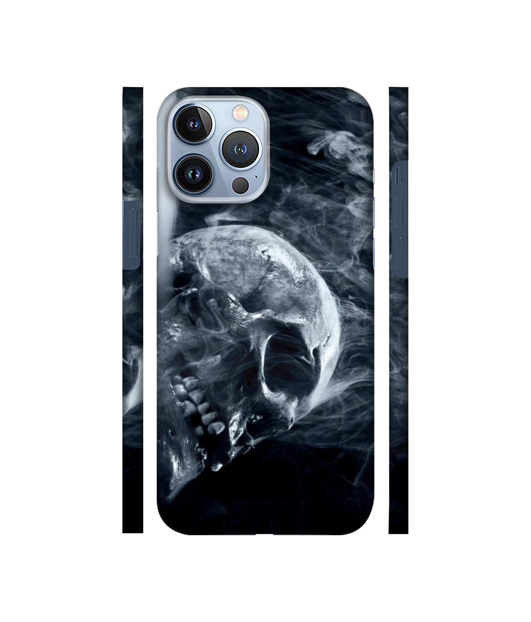 Skull Smoke Blue Scary Death Designer Hard Back Cover for Apple iPhone 13 Pro