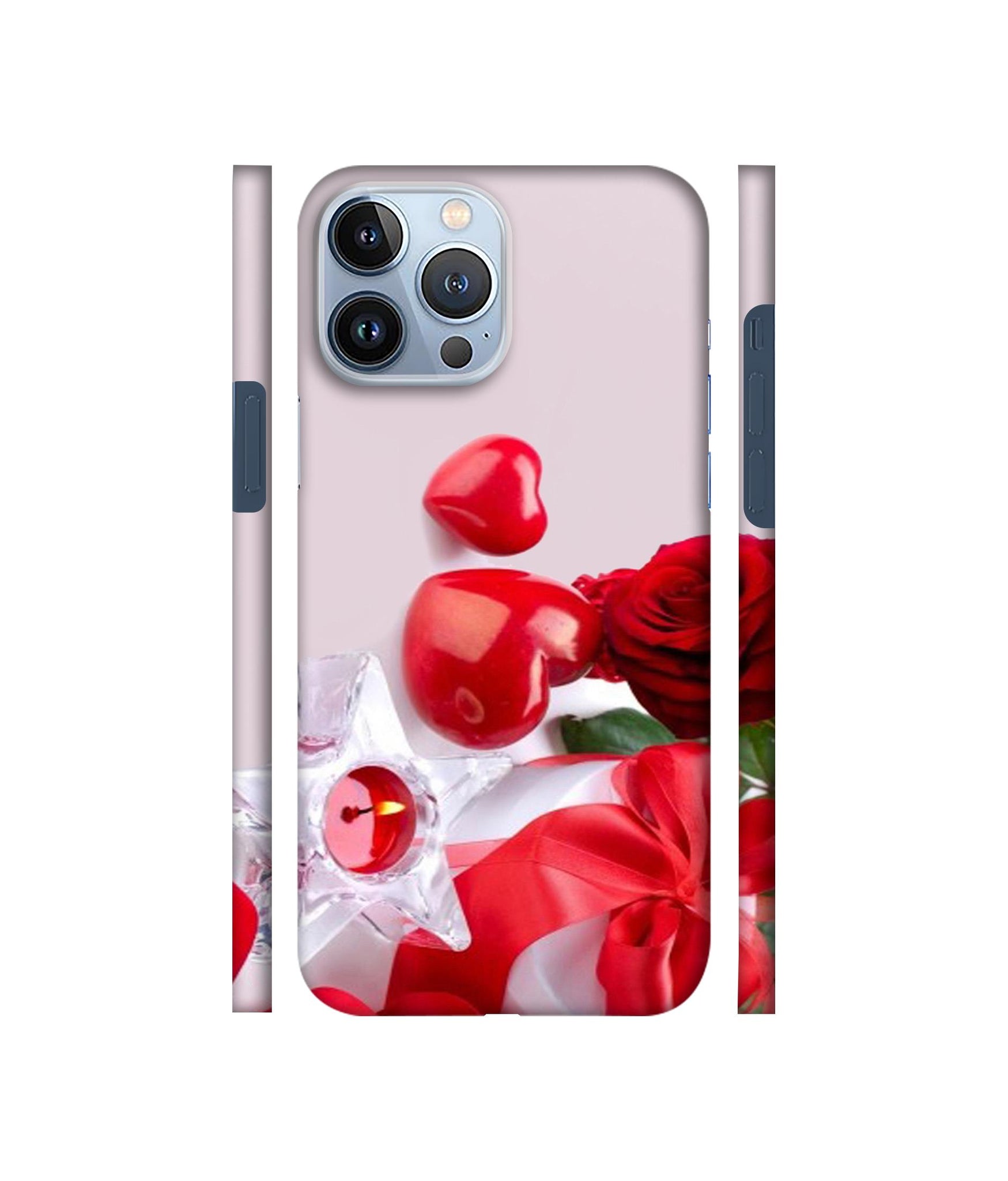 Red Rose Heart Valentines Couple Designer Hard Back Cover for Apple iPhone 13 Pro