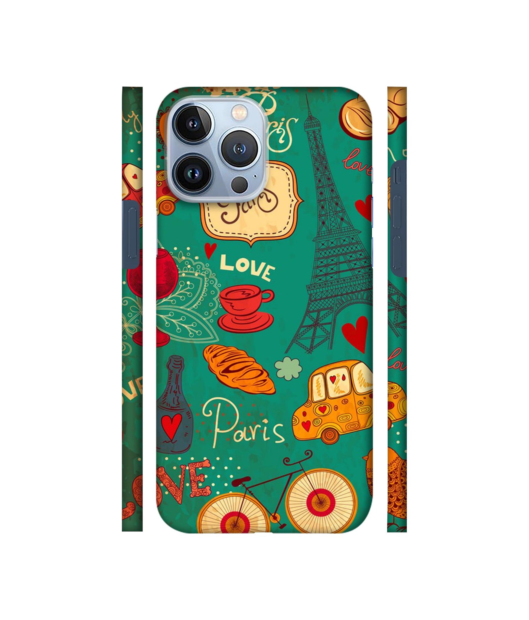 Paris Love Print Designer Hard Back Cover for Apple iPhone 13 Pro