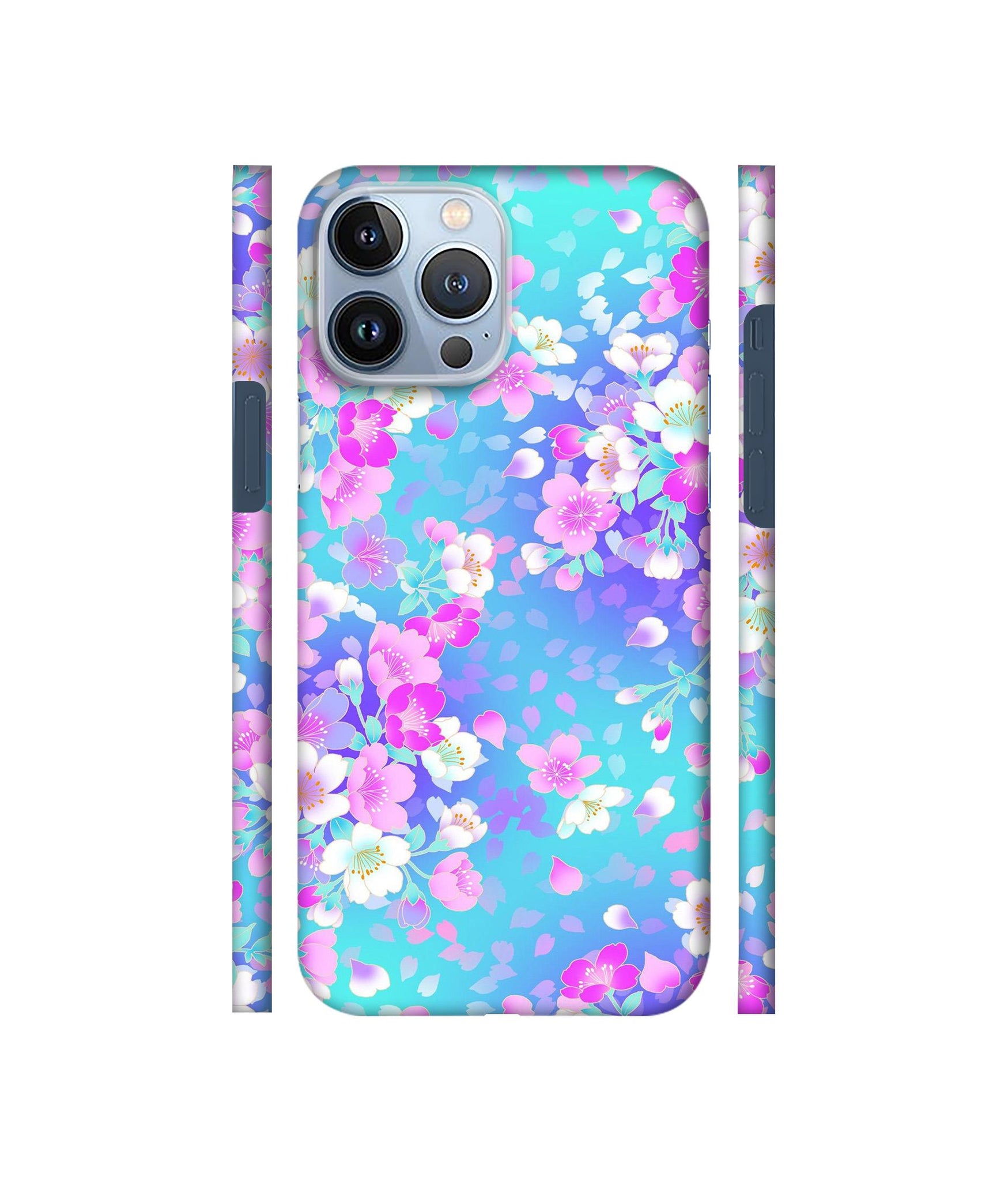 Floral Blue Pattern Designer Hard Back Cover for Apple iPhone 13 Pro