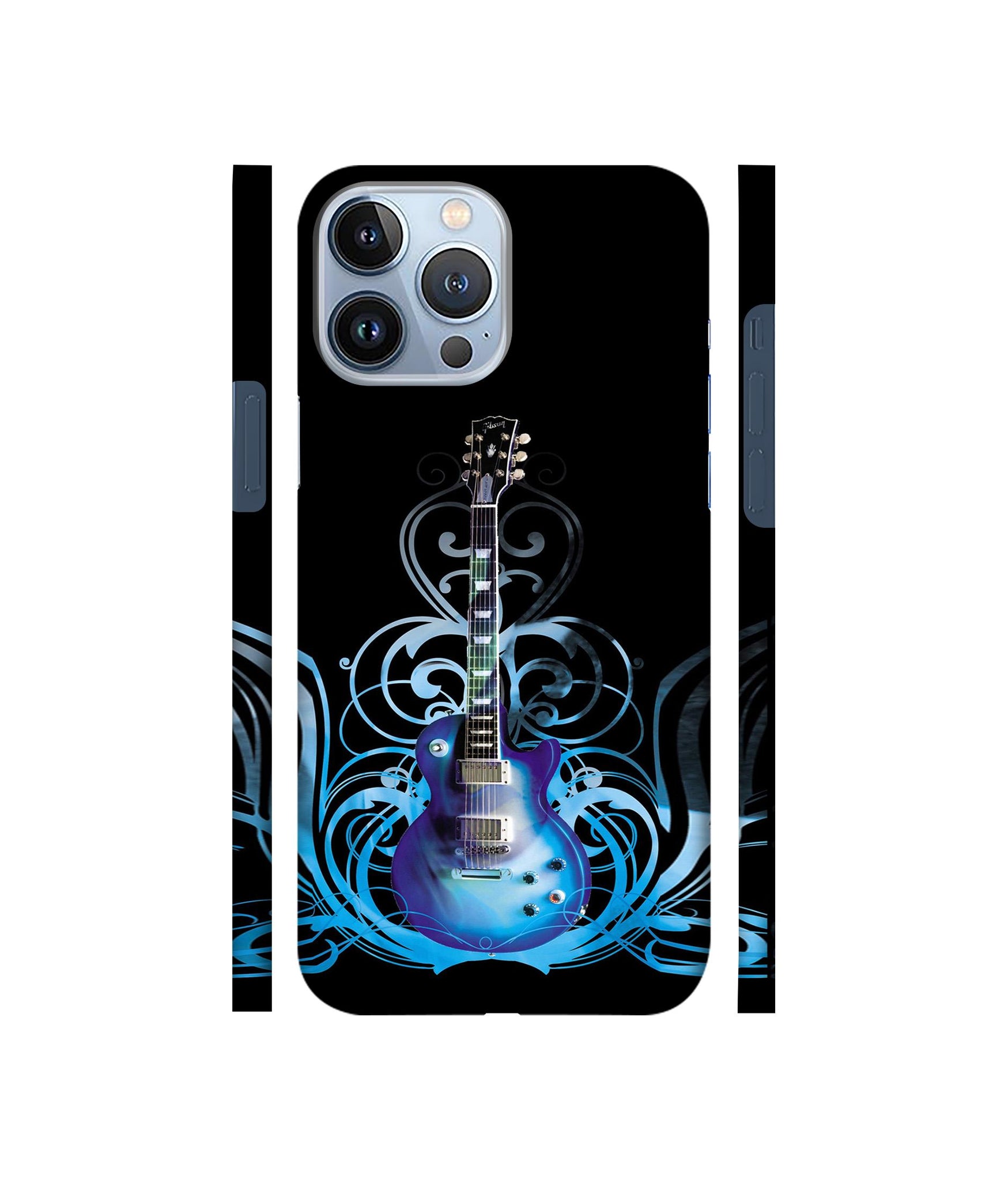 Guitar In Blue Pattern Designer Hard Back Cover for Apple iPhone 13 Pro