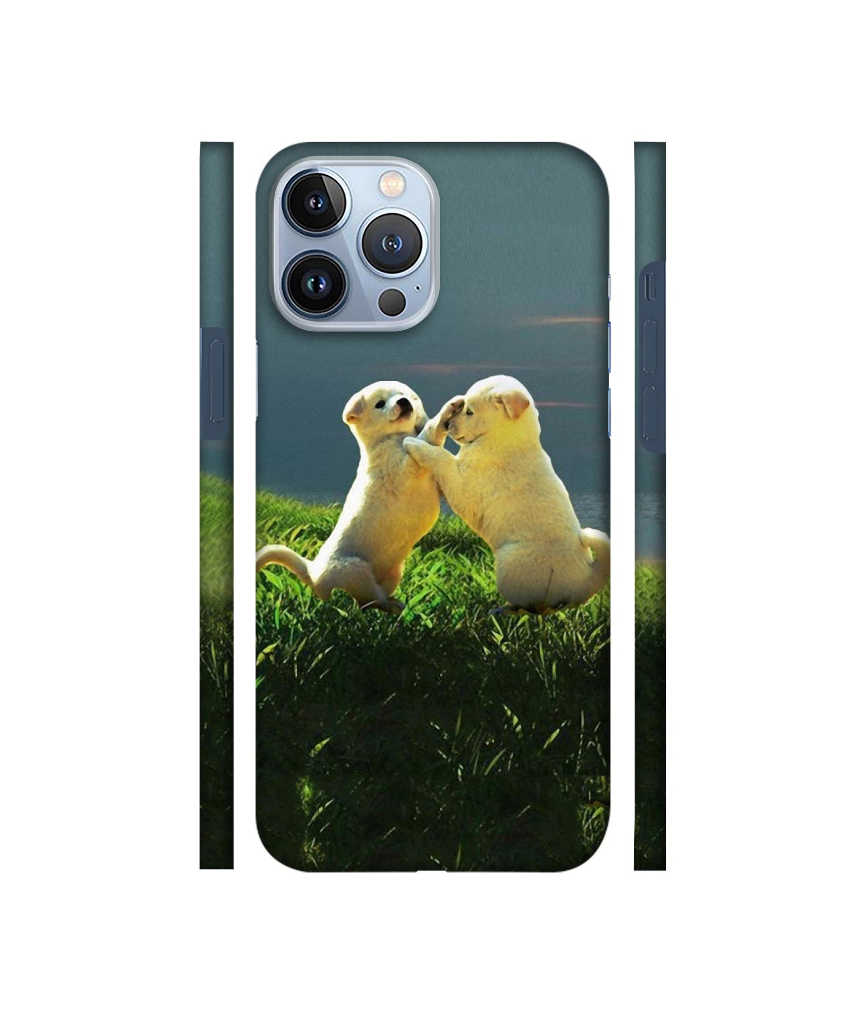 Puppy Couple Sunset Designer Hard Back Cover for Apple iPhone 13 Pro