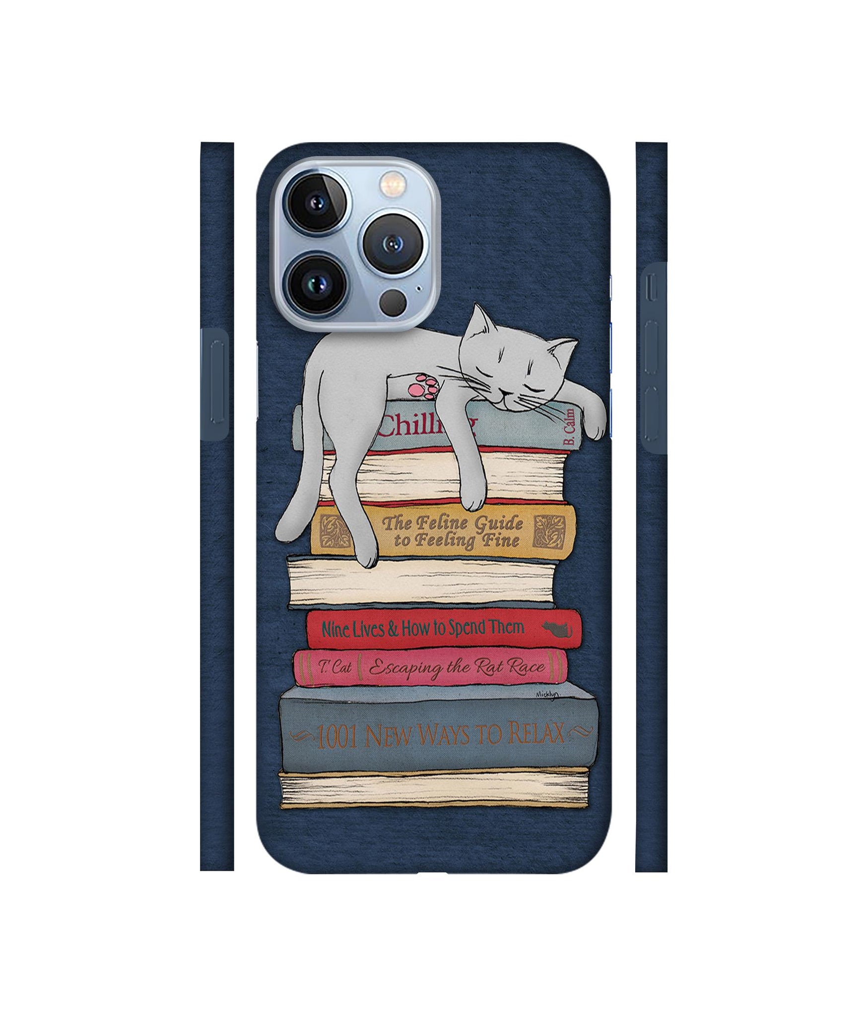 Cat Sleeping On The Books Designer Hard Back Cover for Apple iPhone 13 Pro