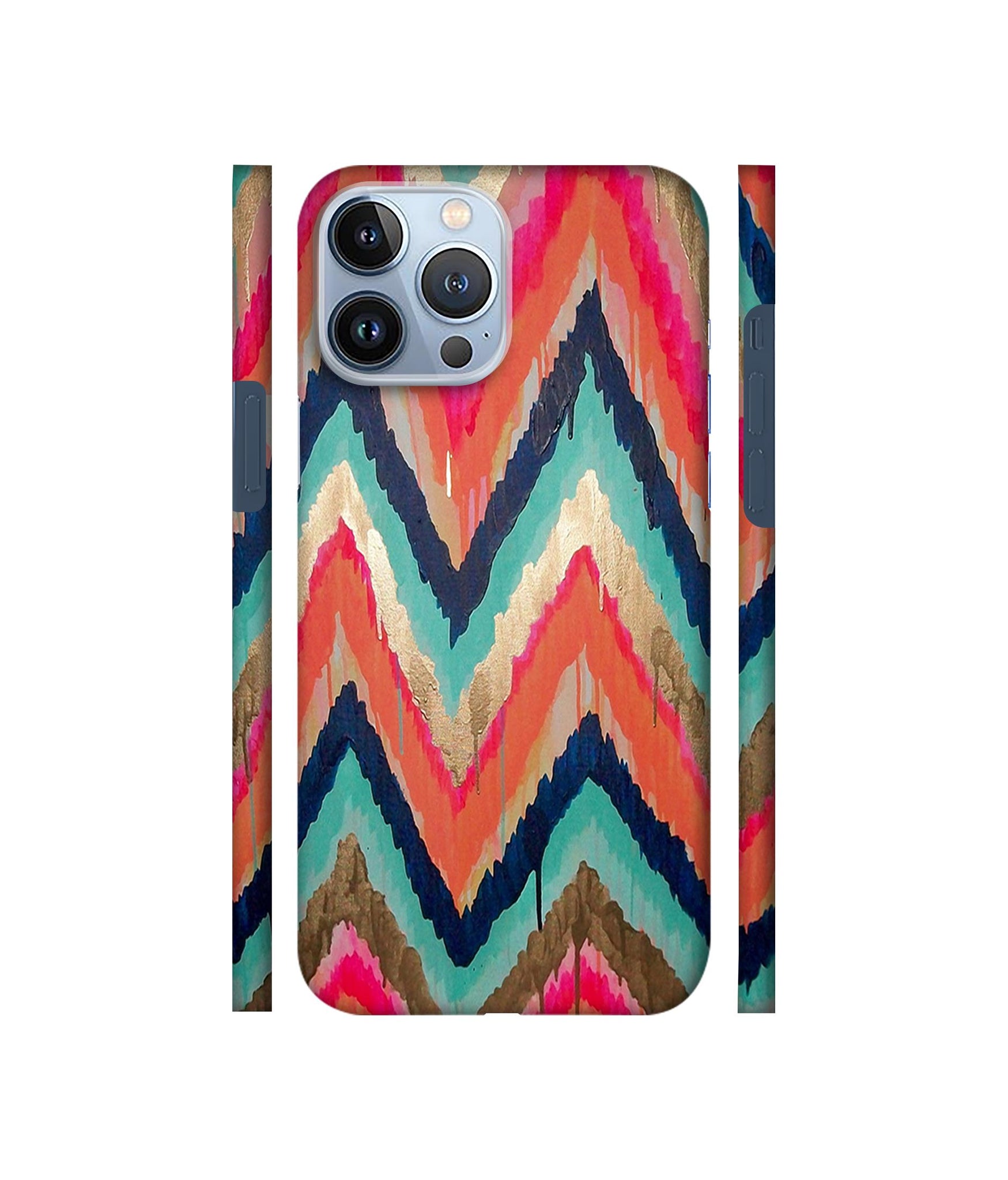 Colorful Zig-Zag Lines Art Designer Hard Back Cover for Apple iPhone 13 Pro