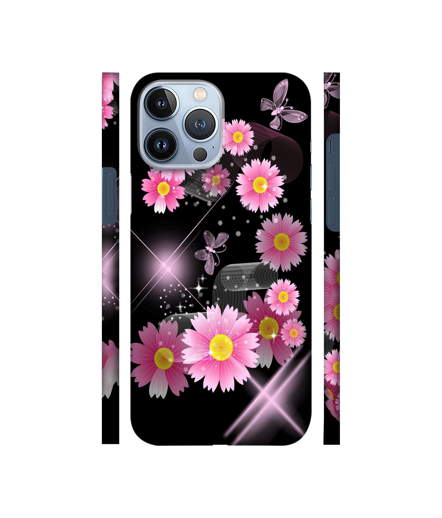 Pink Flower Designer Hard Back Cover for Apple iPhone 13 Pro