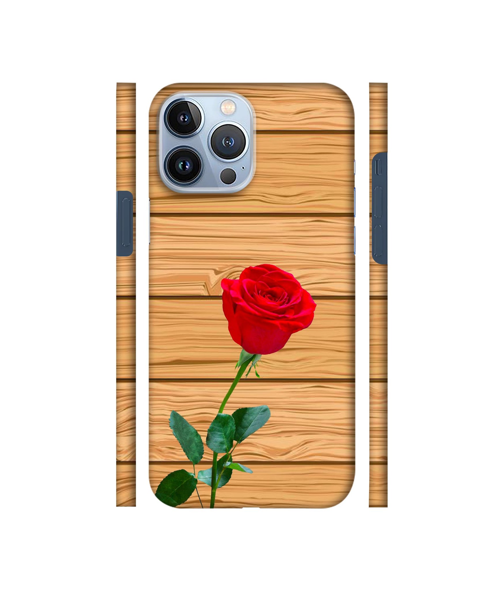 Rose With Wooden Texture Designer Hard Back Cover for Apple iPhone 13 Pro