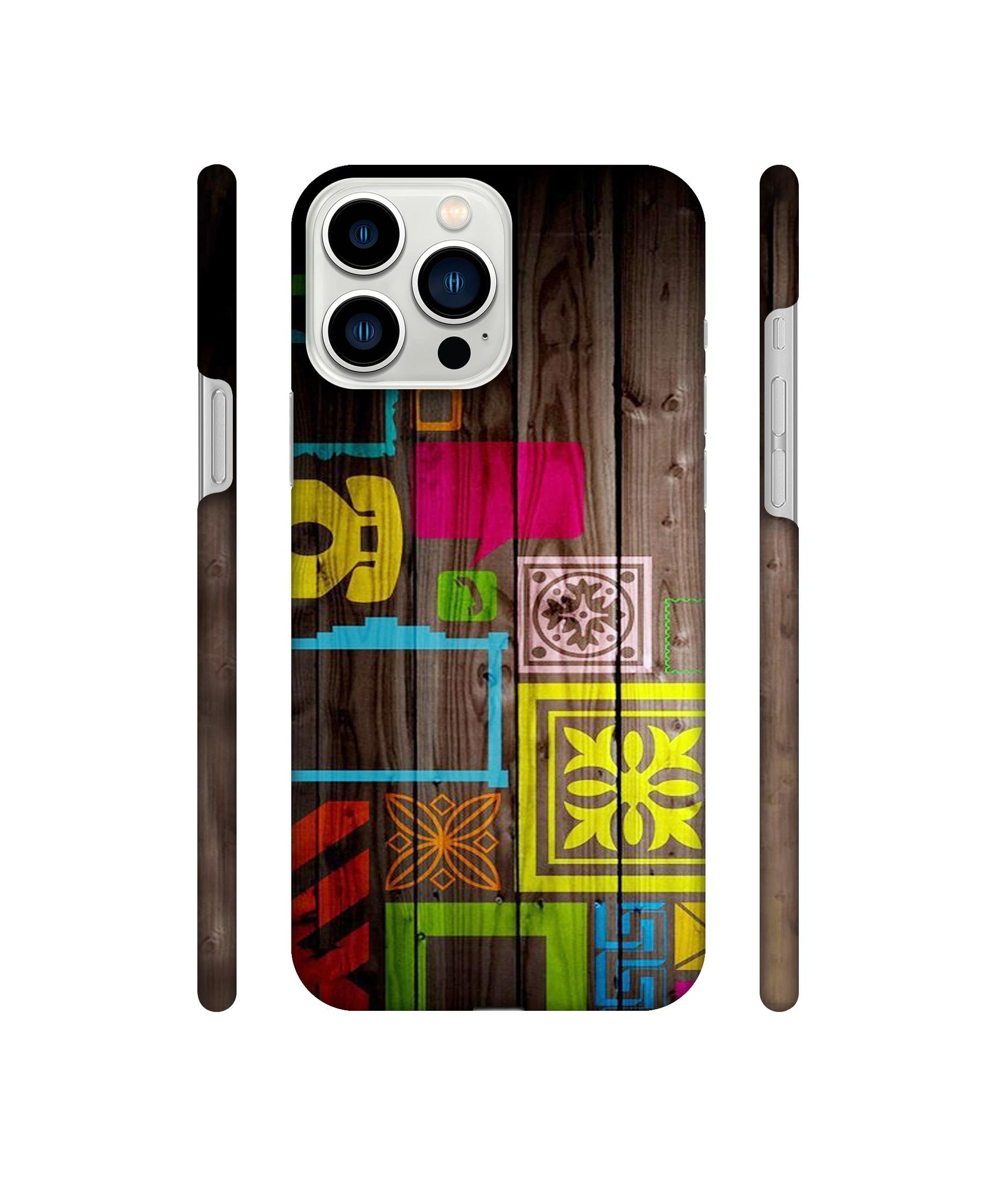 Stamps on Wooden Texture Designer Hard Back Cover for Apple iPhone 13 Pro Max