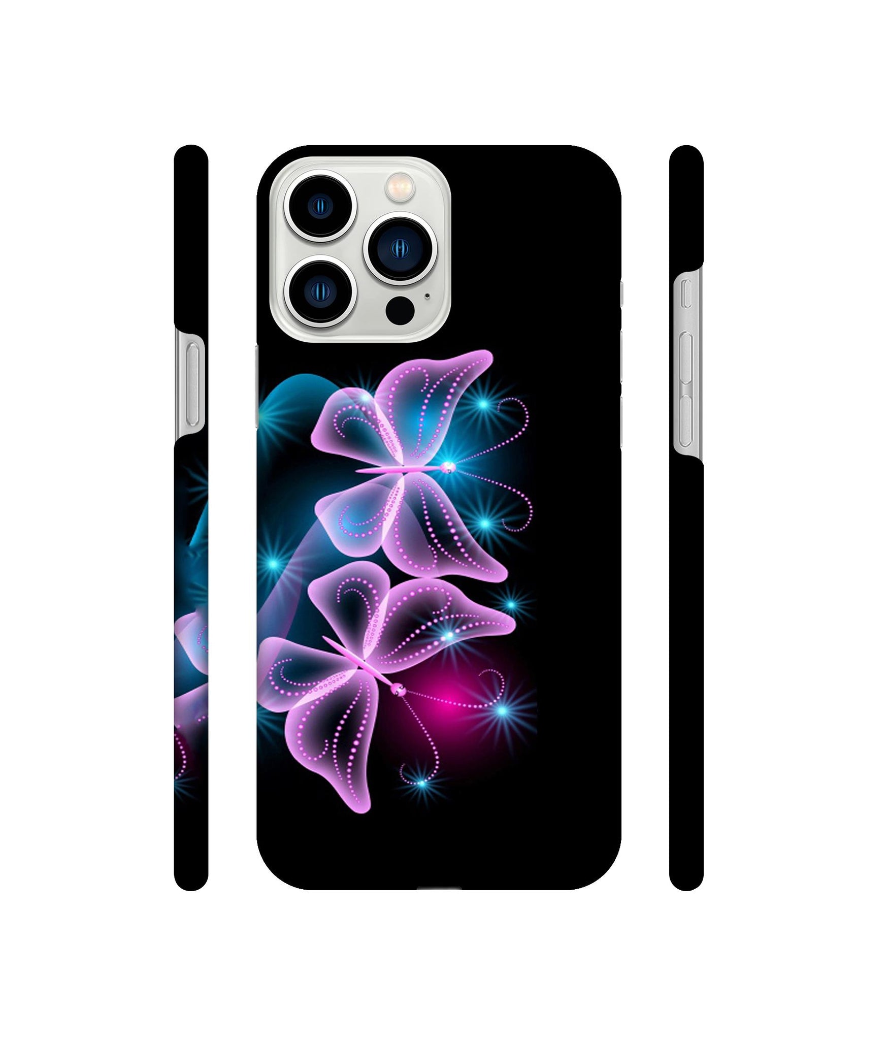 Butterflies Neon Light Designer Hard Back Cover for Apple iPhone 13 Pro Max