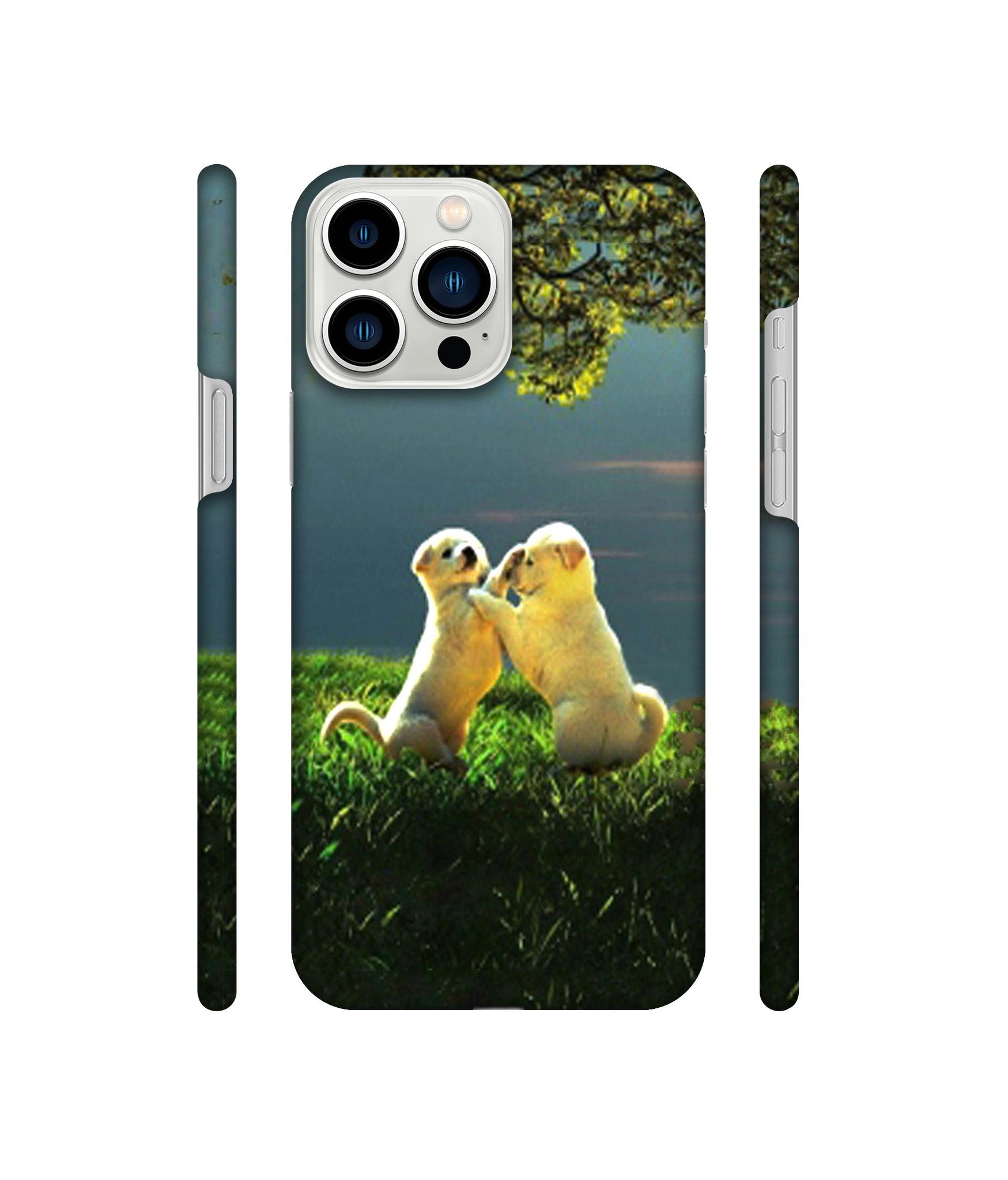 Puppy Couple Play Kids Nature Designer Hard Back Cover for Apple iPhone 13 Pro Max