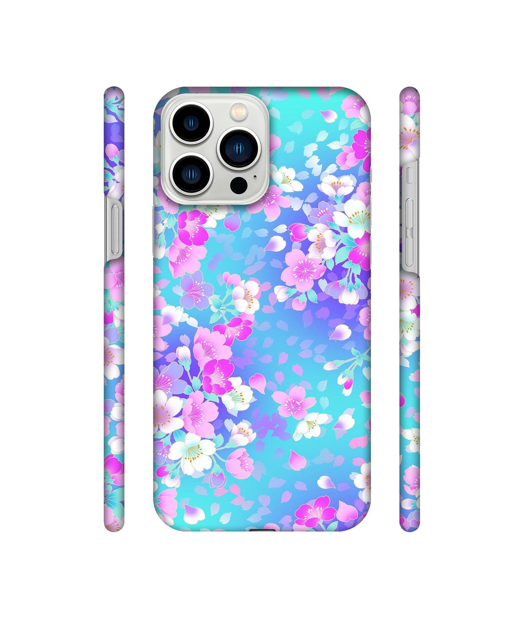 Floral Blue Pattern Designer Hard Back Cover for Apple iPhone 13 Pro Max