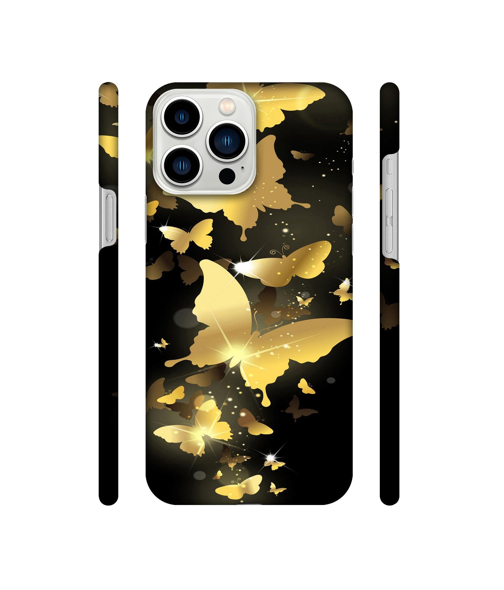 Golden Butterfly Pattern Designer Hard Back Cover for Apple iPhone 13 Pro Max