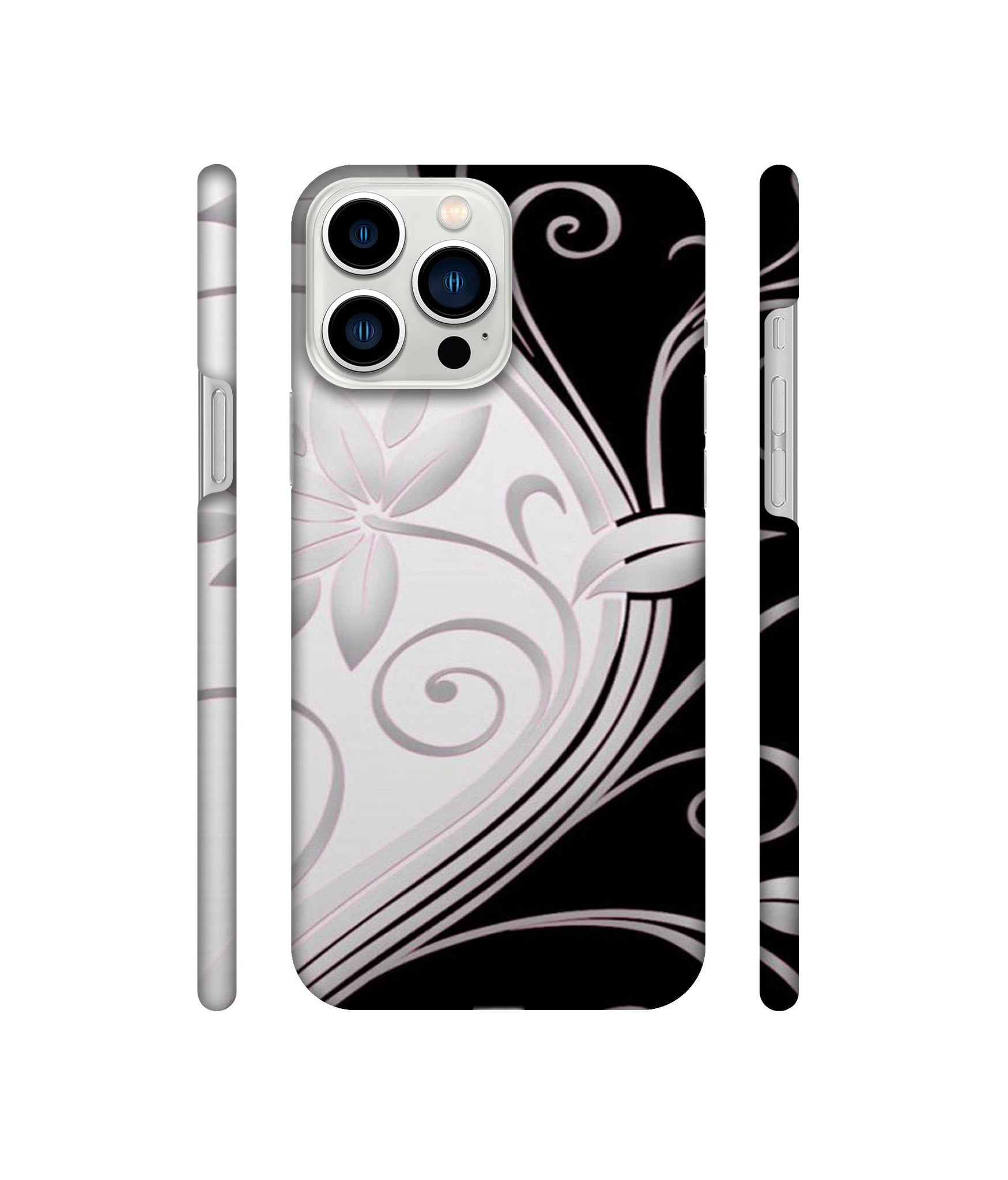 Black And White Flower Designer Hard Back Cover for Apple iPhone 13 Pro Max