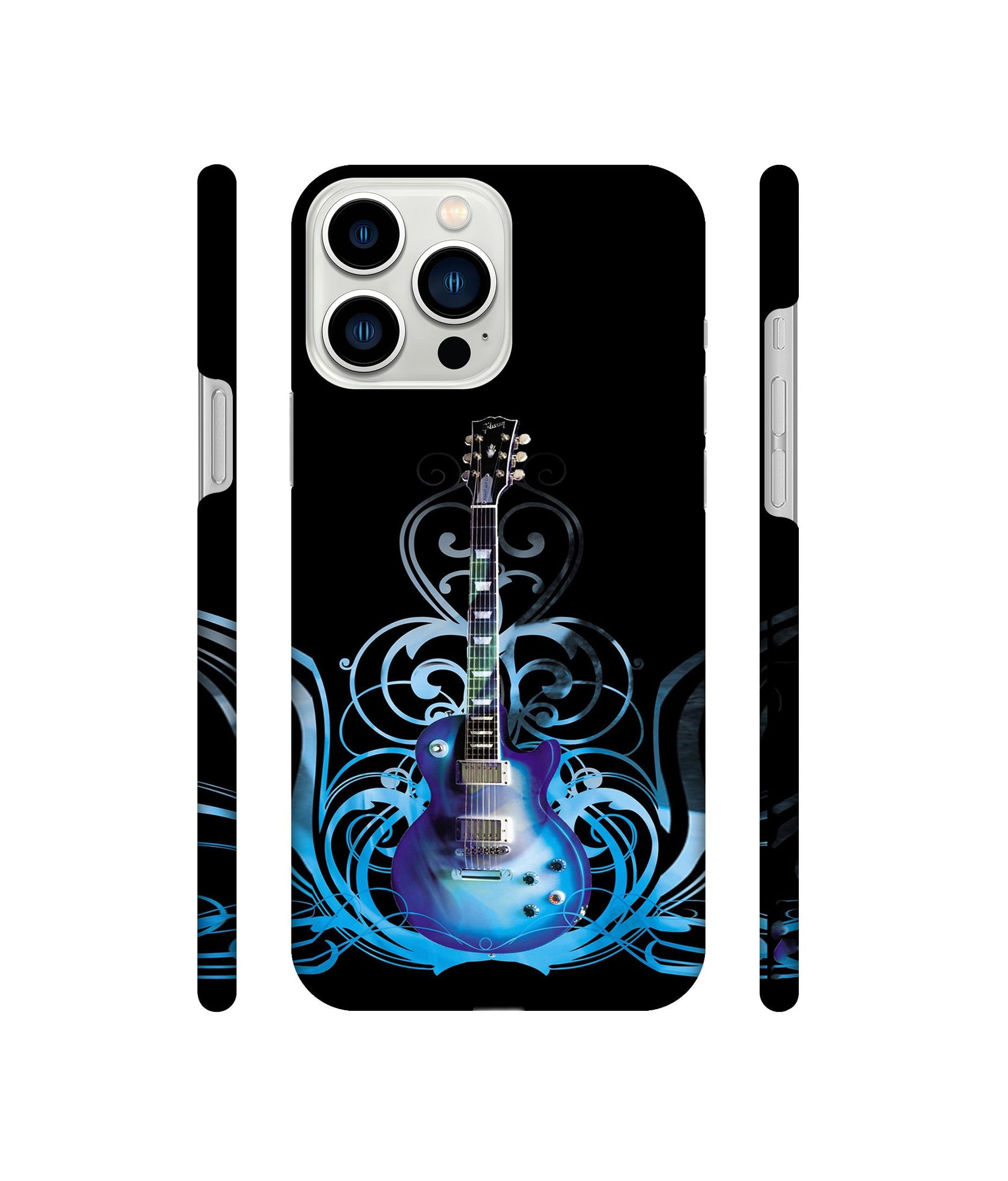 Guitar In Blue Pattern Designer Hard Back Cover for Apple iPhone 13 Pro Max