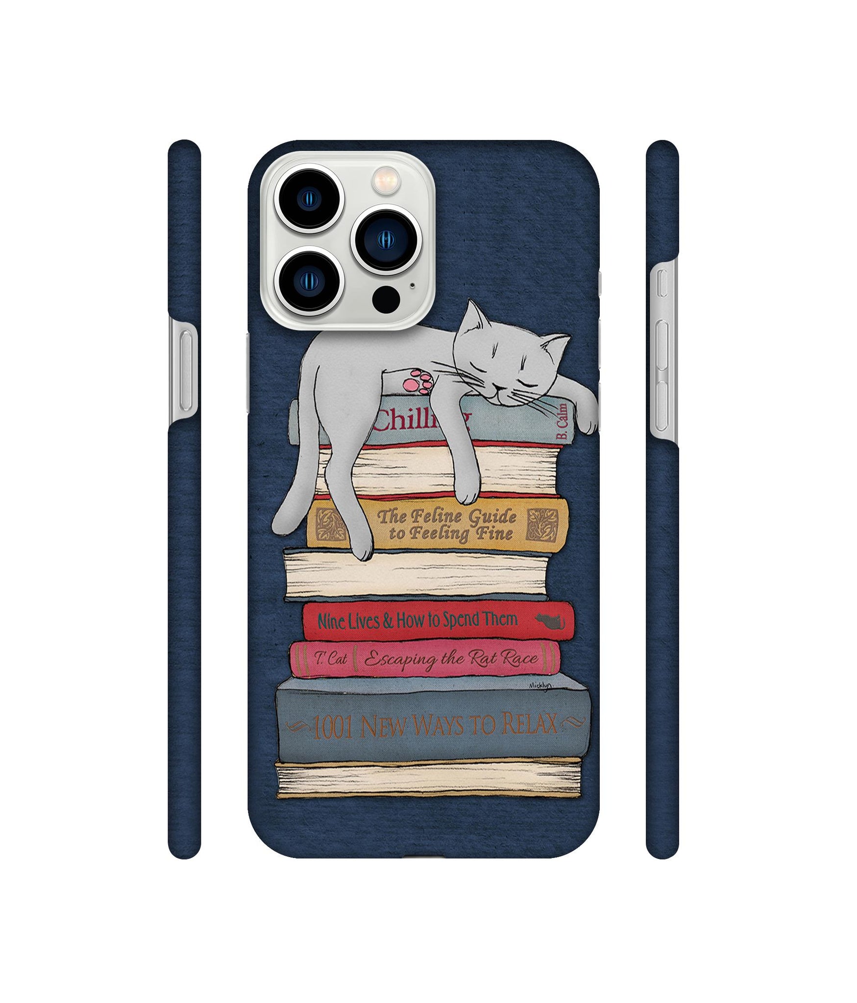 Cat Sleeping On The Books Designer Hard Back Cover for Apple iPhone 13 Pro Max