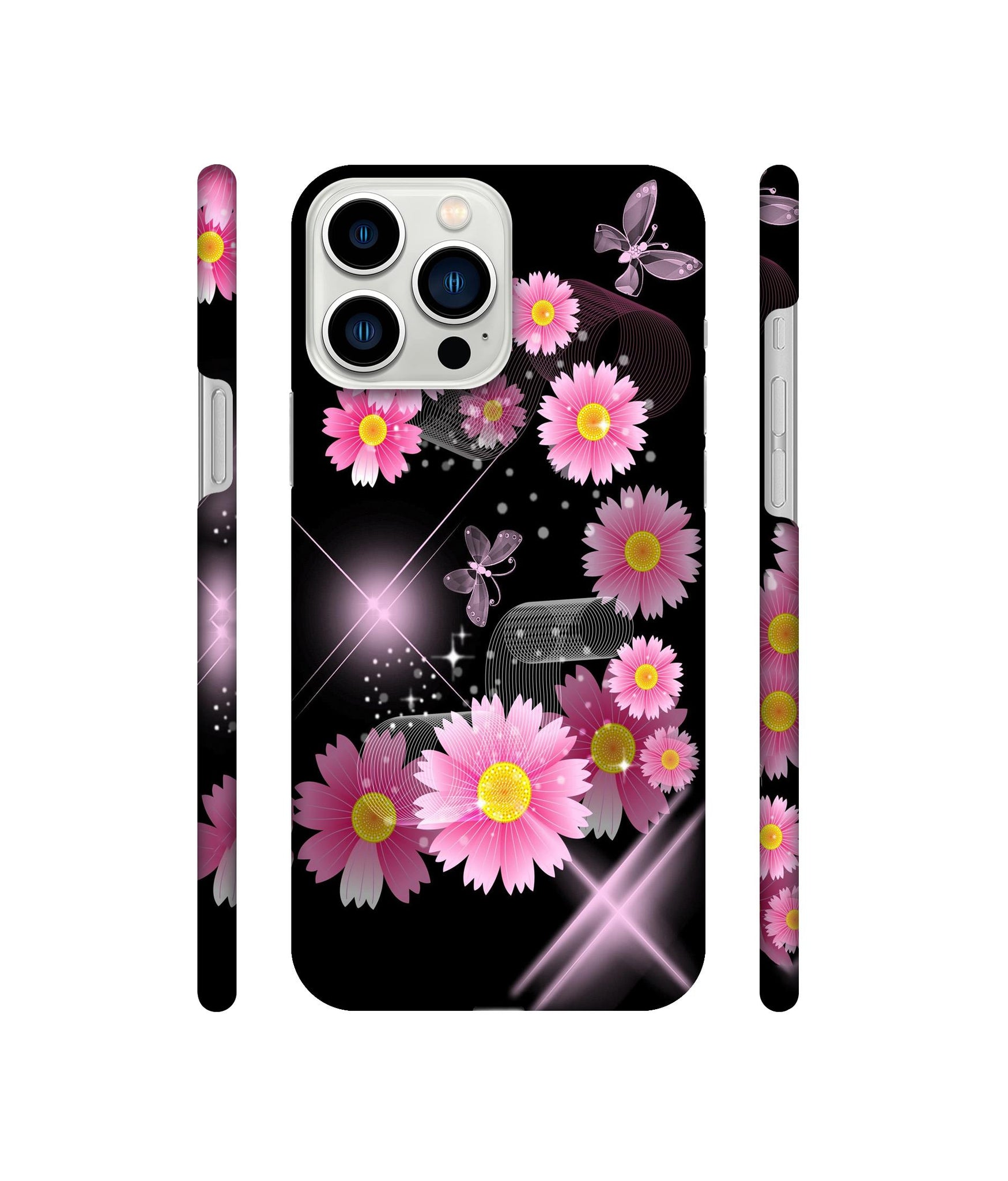 Pink Flower Designer Hard Back Cover for Apple iPhone 13 Pro Max