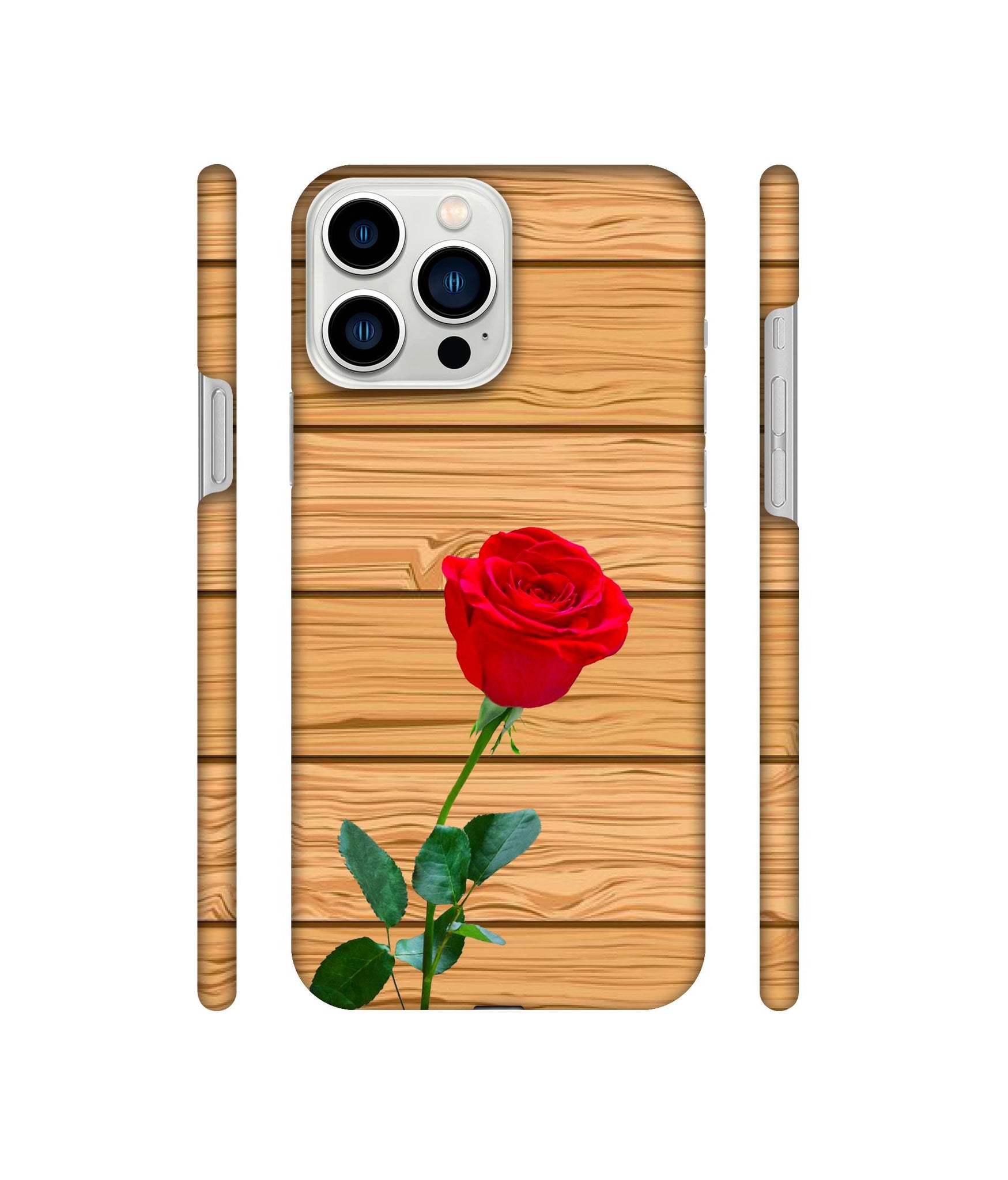 Rose With Wooden Texture Designer Hard Back Cover for Apple iPhone 13 Pro Max