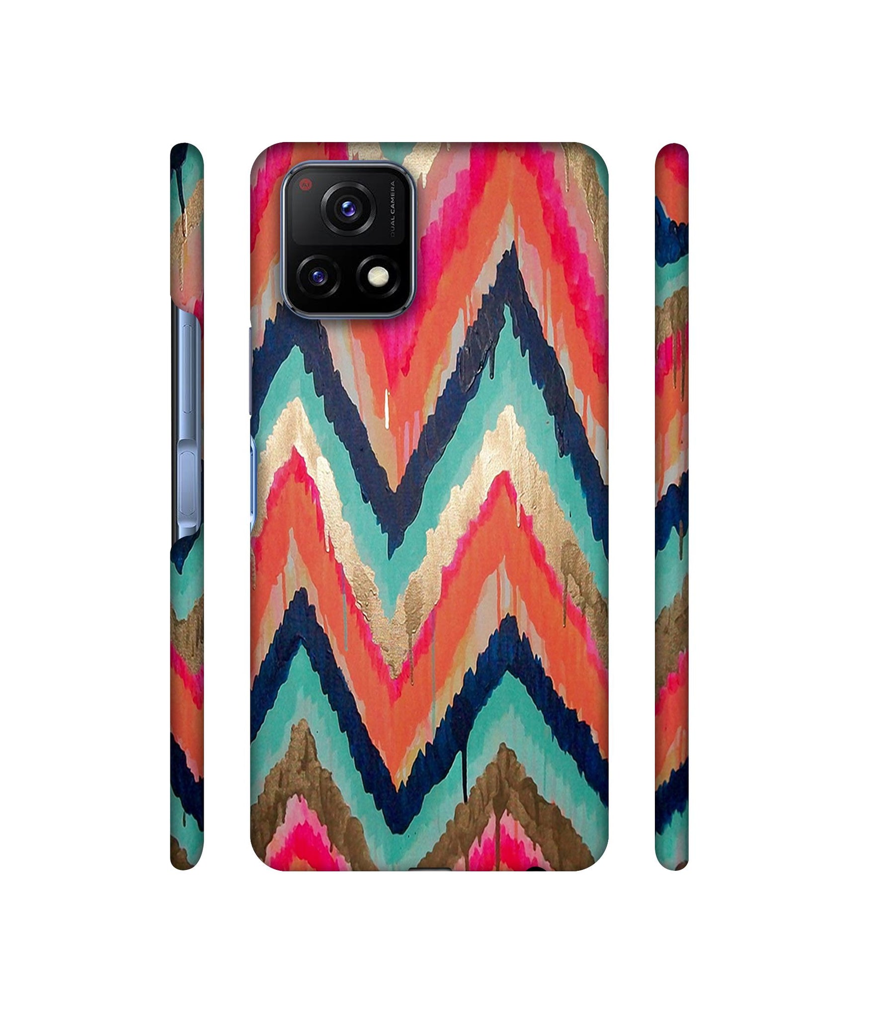 Colorful Zig-Zag Lines Art Designer Hard Back Cover for Vivo Y72 5G