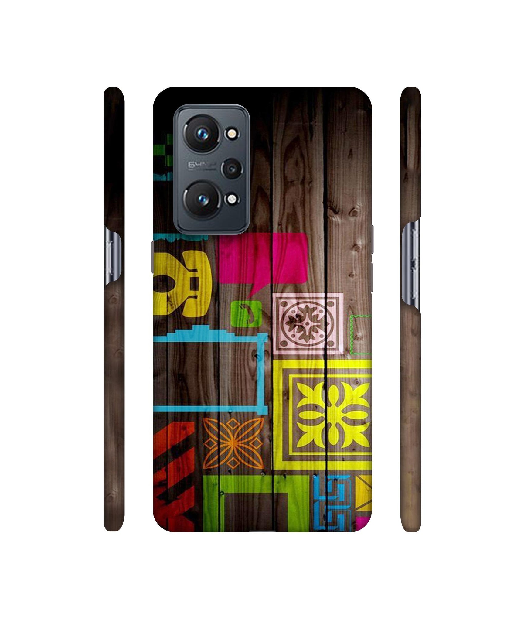 Stamps on Wooden Texture Designer Hard Back Cover for Realme GT Neo2