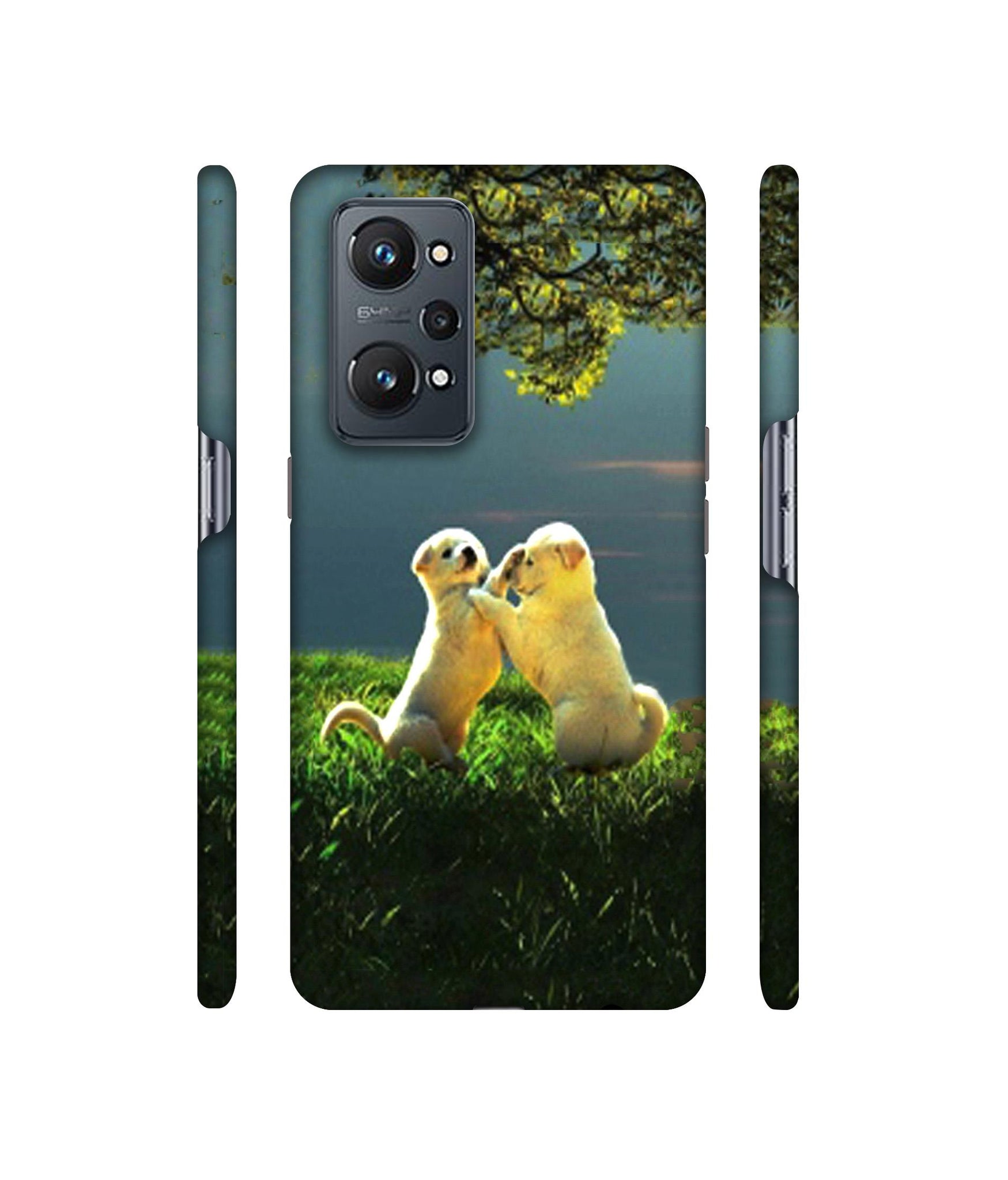 Puppy Couple Play Kids Nature Designer Hard Back Cover for Realme GT Neo2