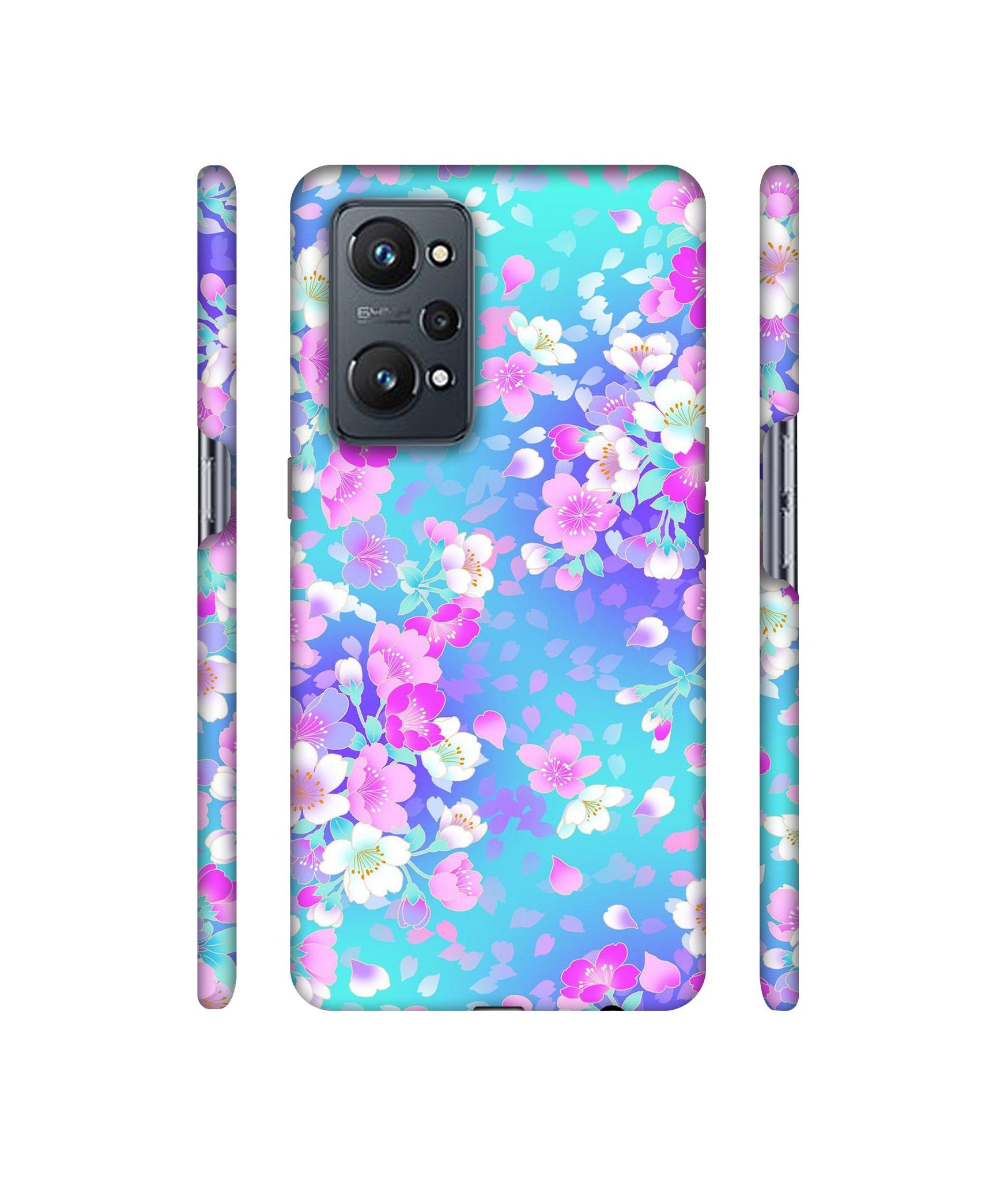 Floral Blue Pattern Designer Hard Back Cover for Realme GT Neo2
