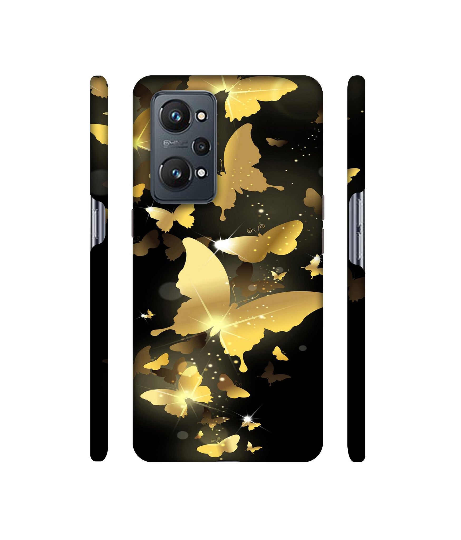 Golden Butterfly Pattern Designer Hard Back Cover for Realme GT Neo2