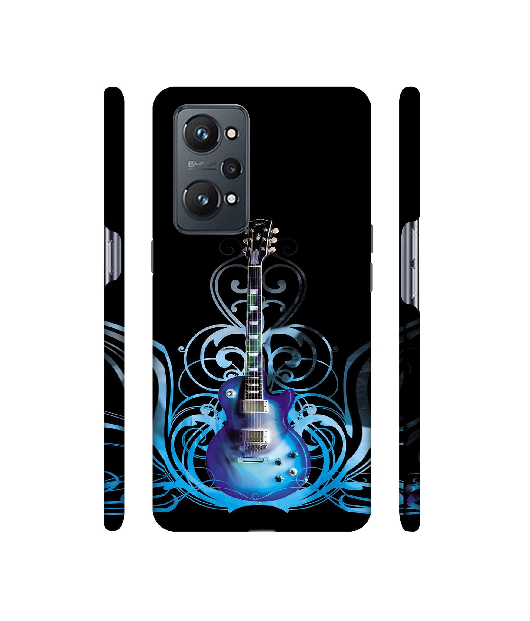 Guitar In Blue Pattern Designer Hard Back Cover for Realme GT Neo2