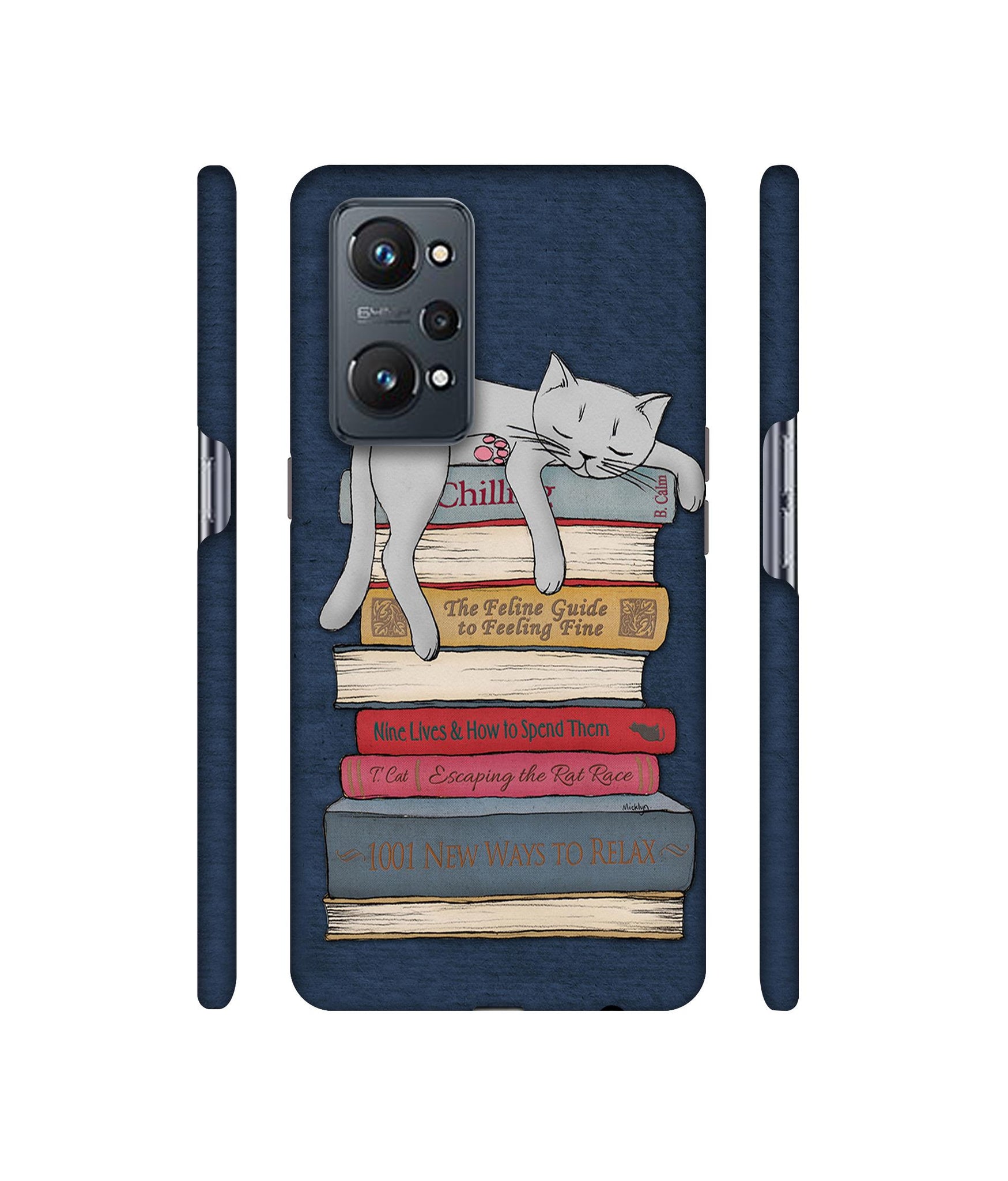 Cat Sleeping On The Books Designer Hard Back Cover for Realme GT Neo2