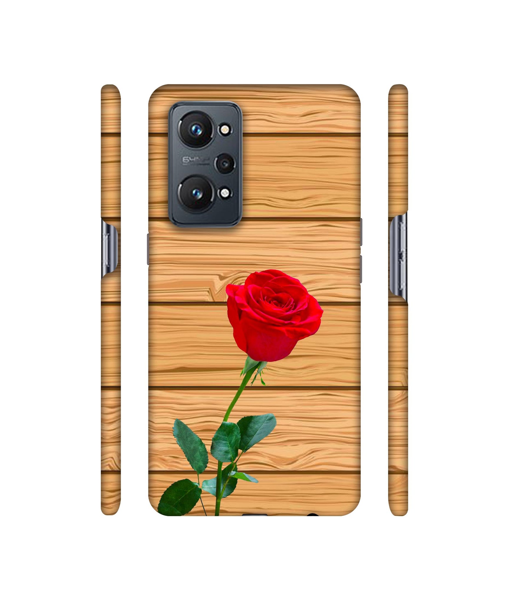 Rose With Wooden Texture Designer Hard Back Cover for Realme GT Neo2