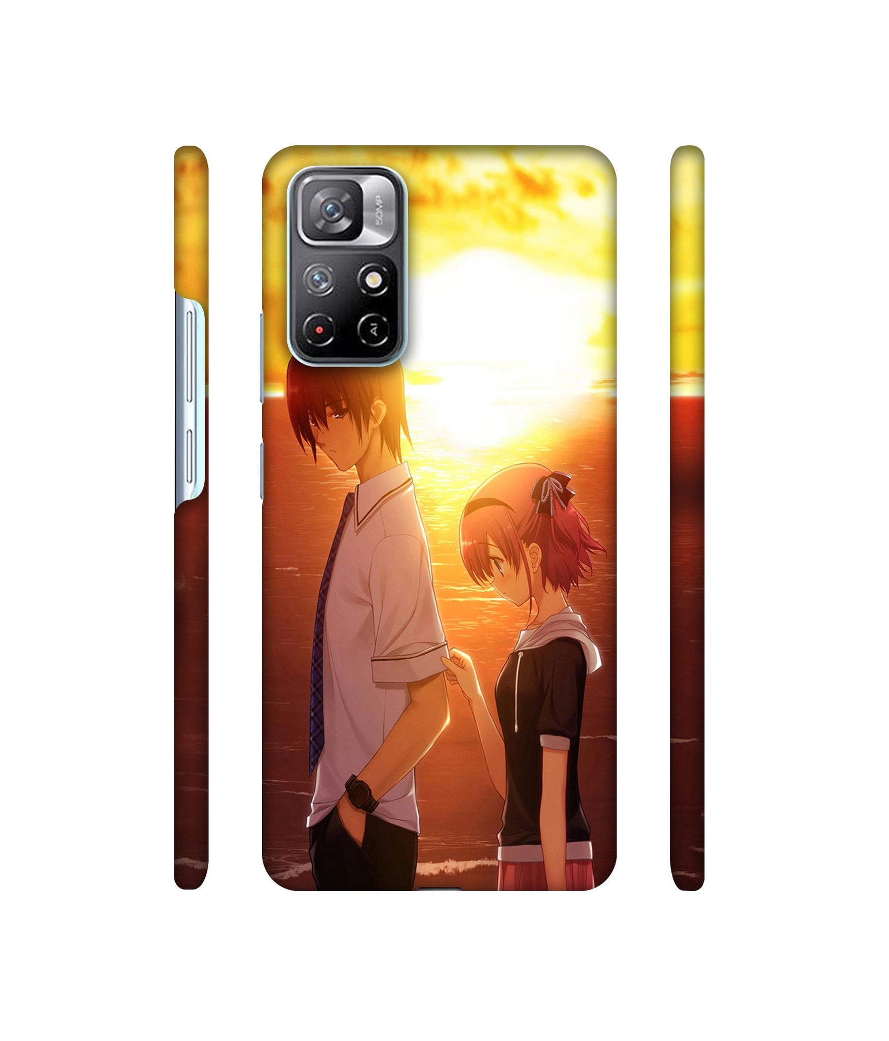 Girl Boy Sunset Sea Designer Hard Back Cover for Mi Redmi Note 11T 5G / Poco M4 Pro 5G