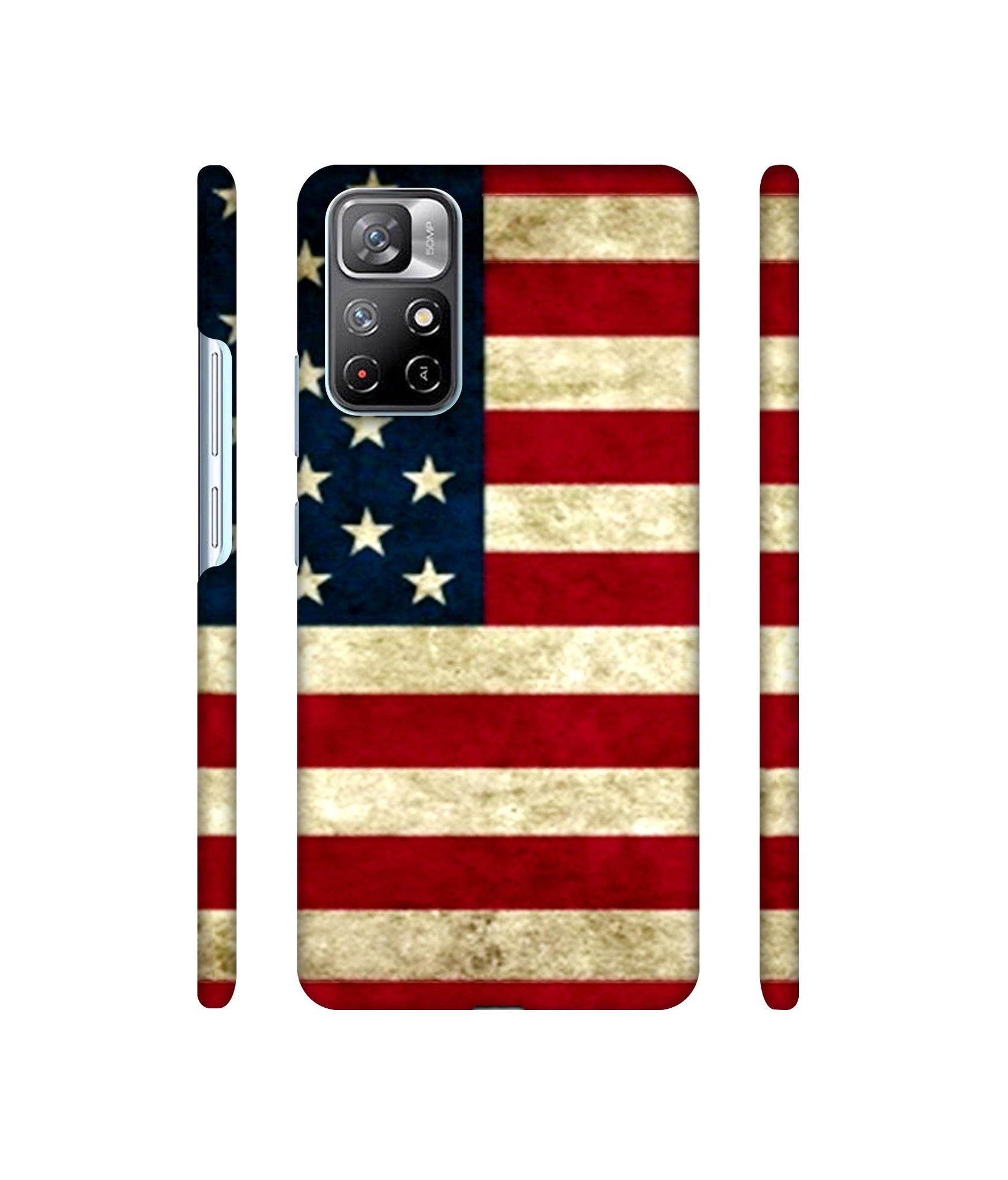 Multicoloured USA Flag Designer Hard Back Cover for Mi Redmi Note 11T 5G / Poco M4 Pro 5G