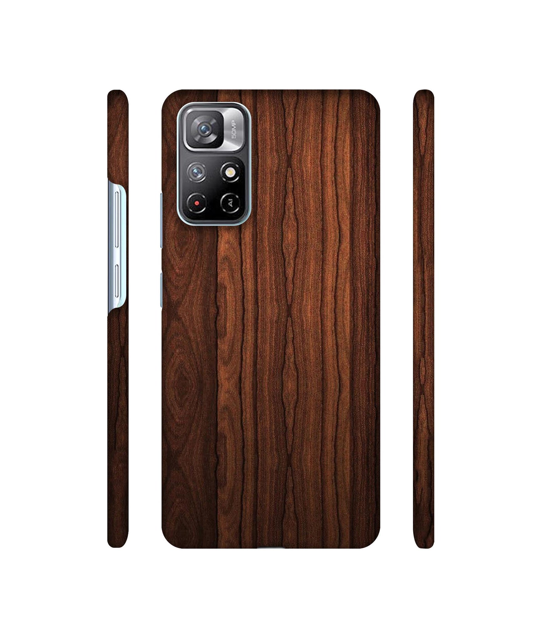 Brown Wooden Texture Designer Hard Back Cover for Mi Redmi Note 11T 5G / Poco M4 Pro 5G