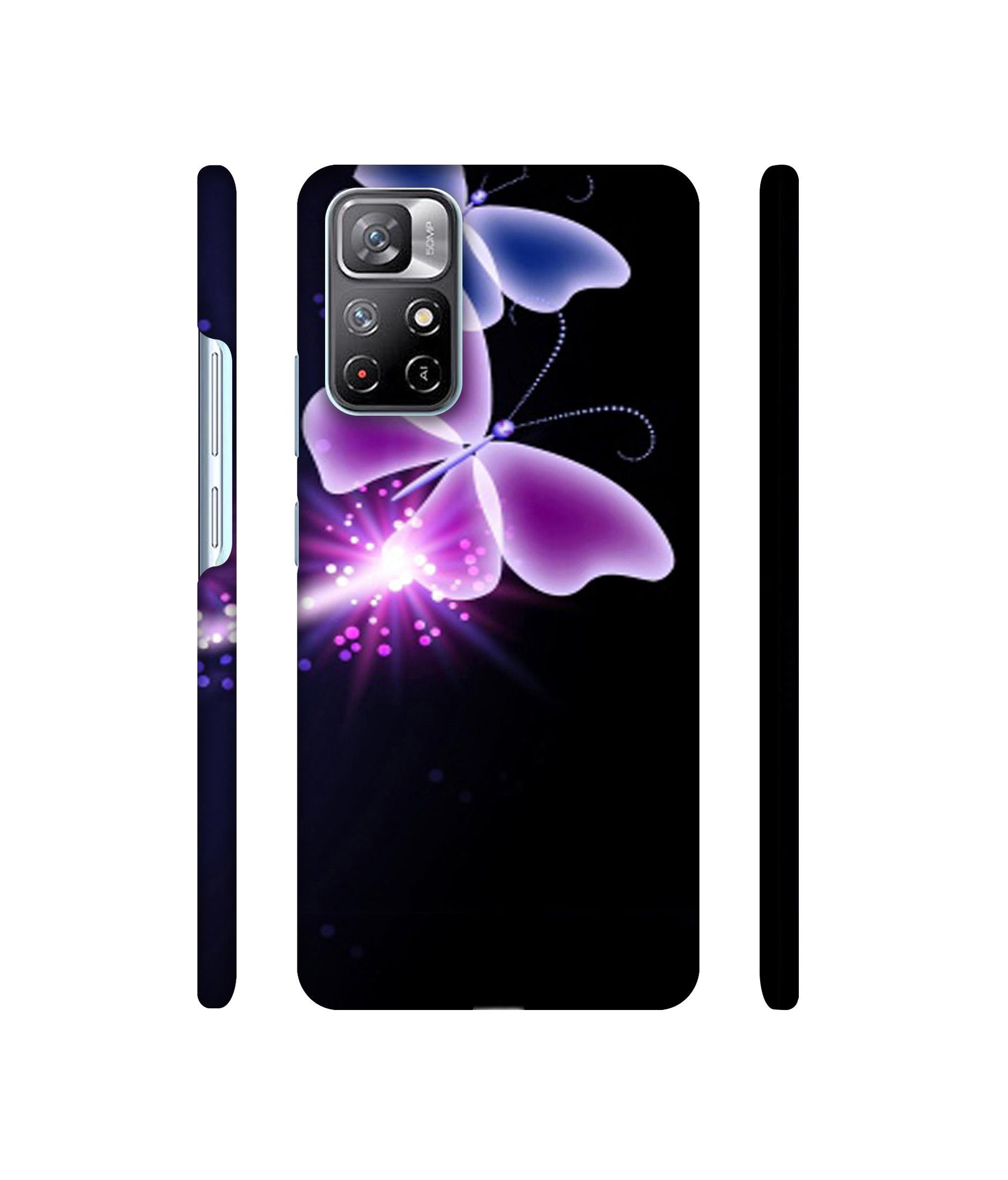 Neon Butterfly Light Abstract Shine Designer Hard Back Cover for Mi Redmi Note 11T 5G / Poco M4 Pro 5G