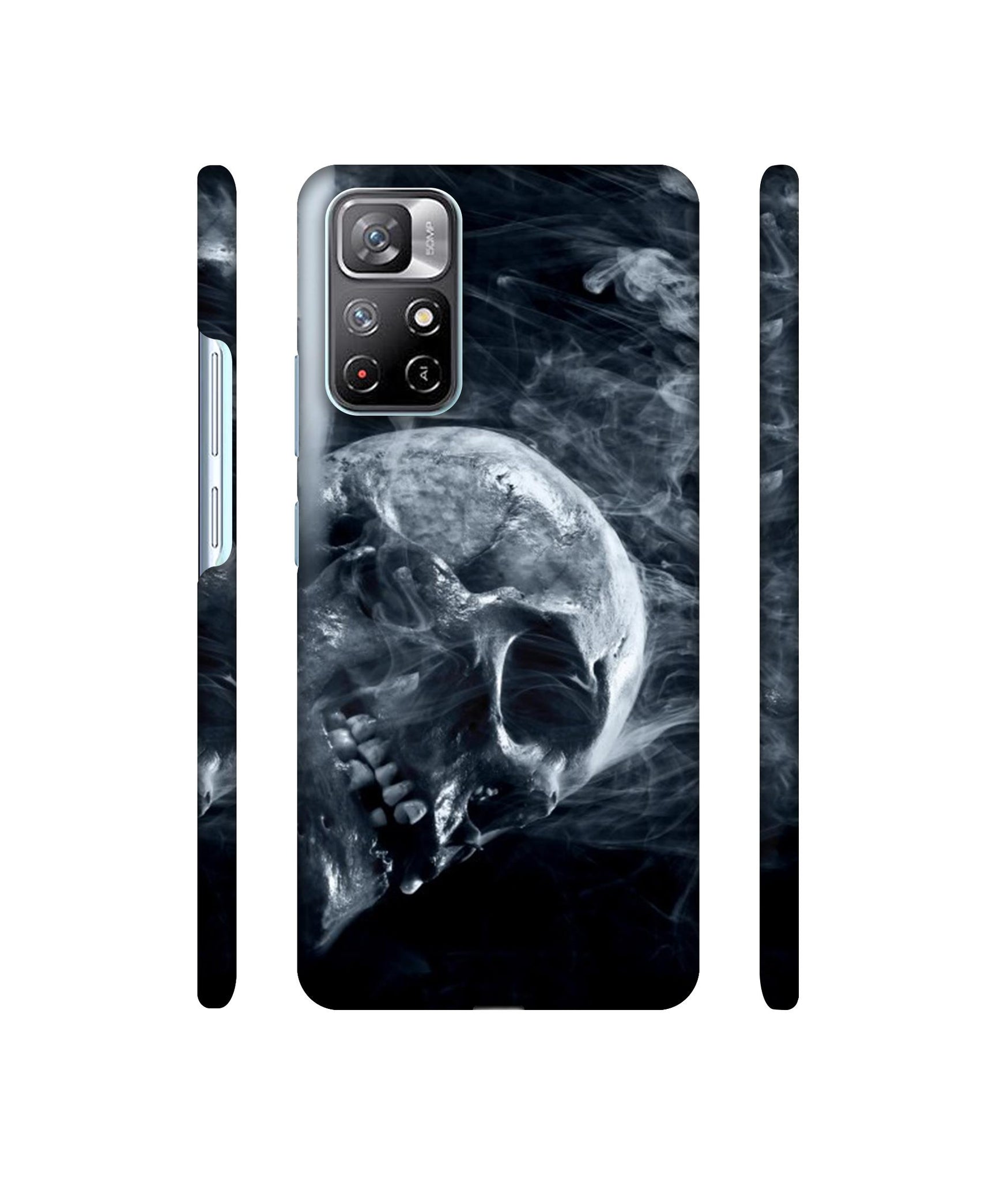 Skull Smoke Blue Scary Death Designer Hard Back Cover for Mi Redmi Note 11T 5G / Poco M4 Pro 5G