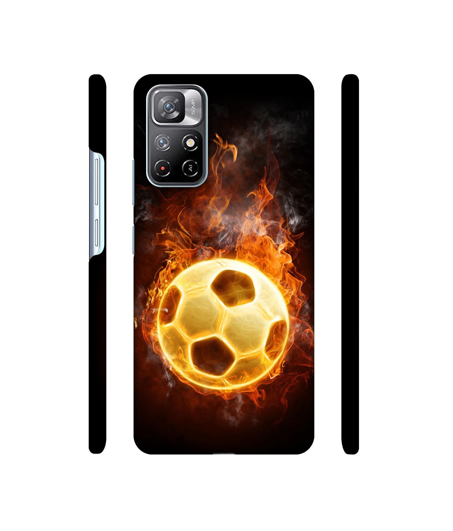 Football & Fire Designer Hard Back Cover for Mi Redmi Note 11T 5G / Poco M4 Pro 5G