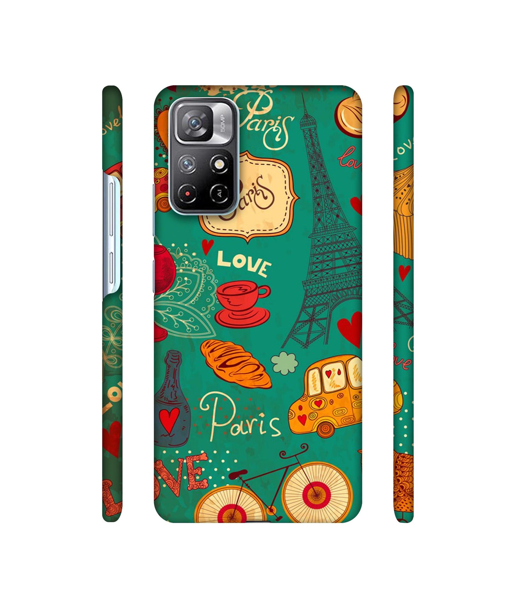Paris Love Print Designer Hard Back Cover for Mi Redmi Note 11T 5G / Poco M4 Pro 5G