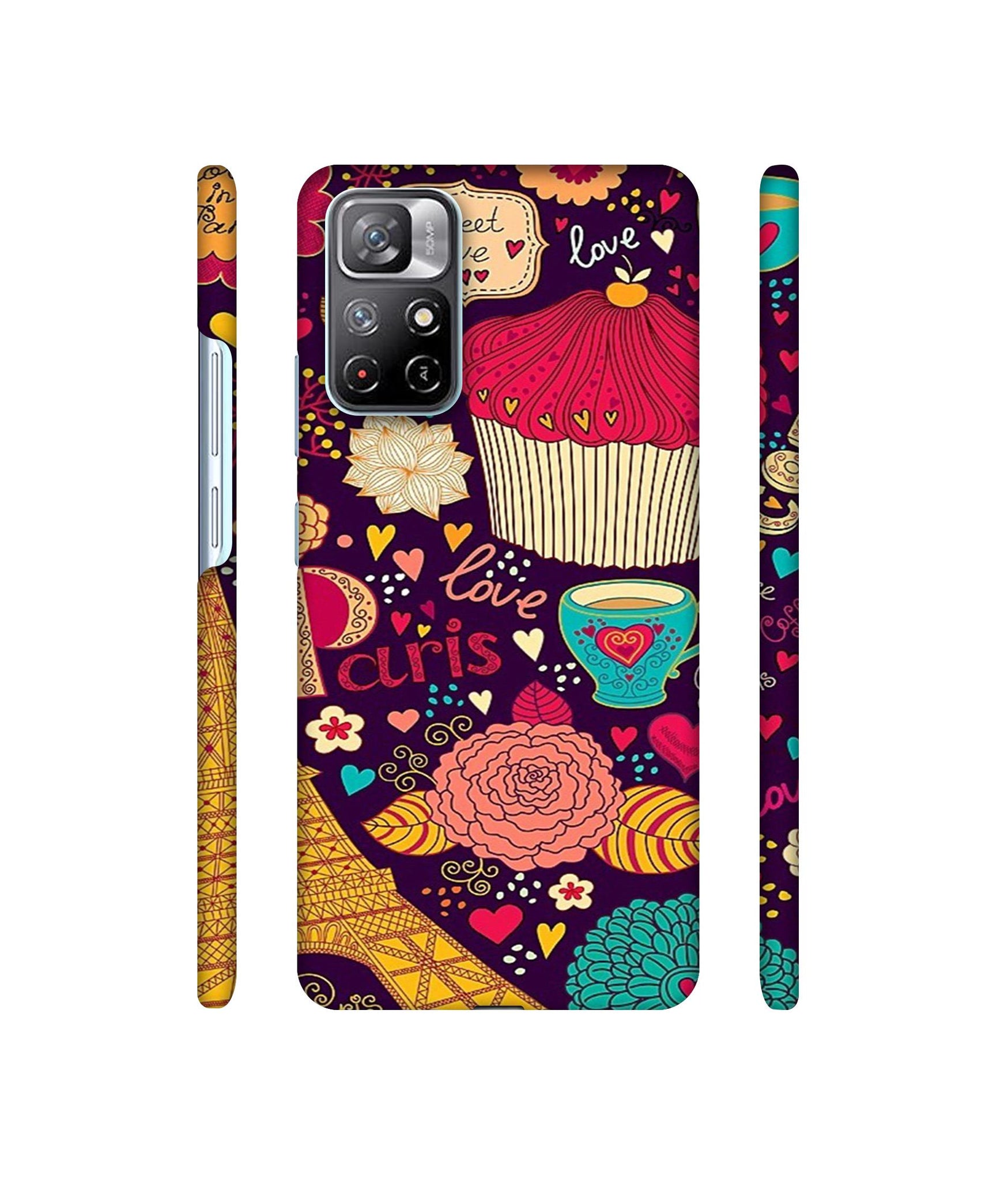 Paris Flower Love Designer Hard Back Cover for Mi Redmi Note 11T 5G / Poco M4 Pro 5G