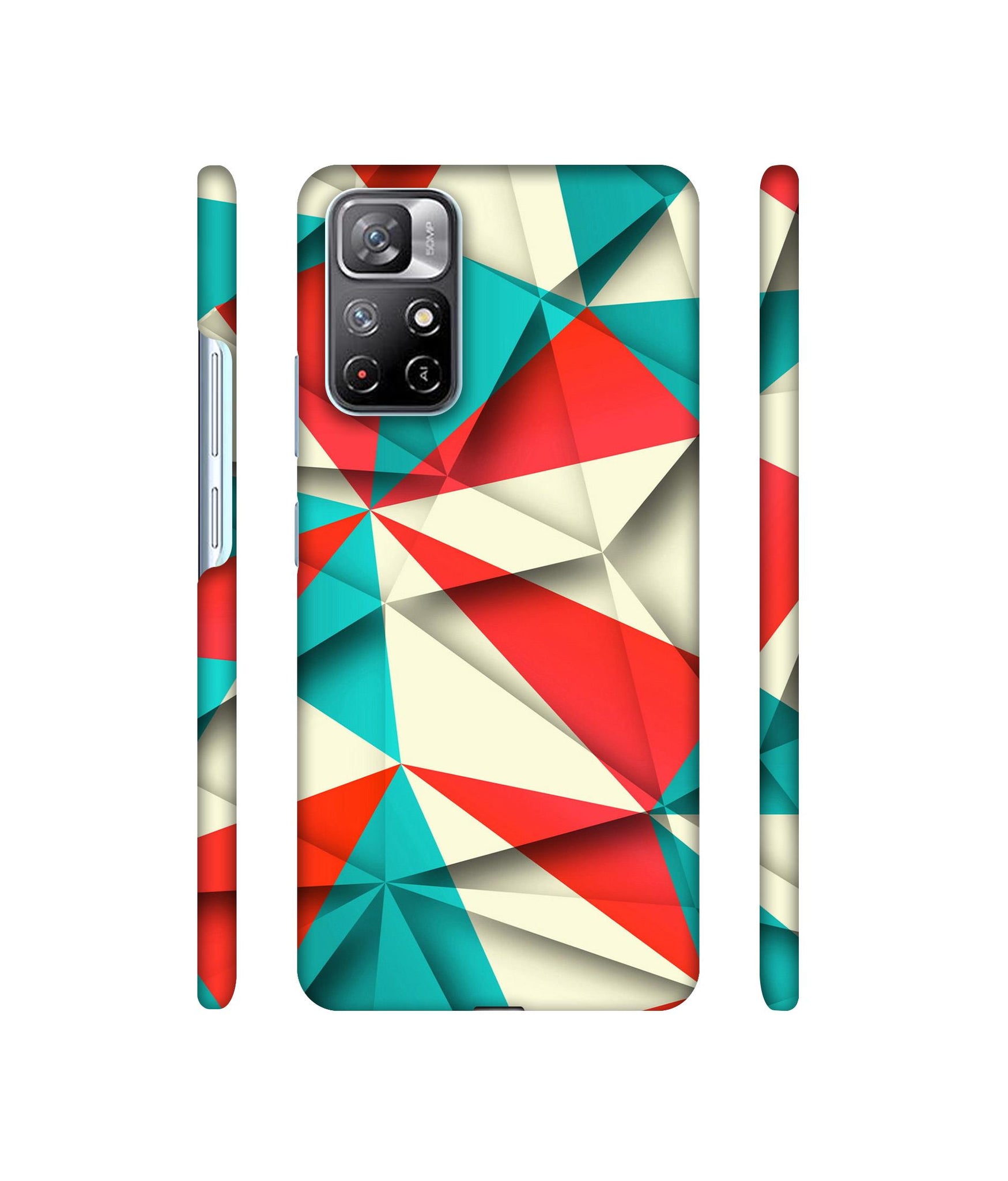 Red Blue White Pattern Designer Hard Back Cover for Mi Redmi Note 11T 5G / Poco M4 Pro 5G