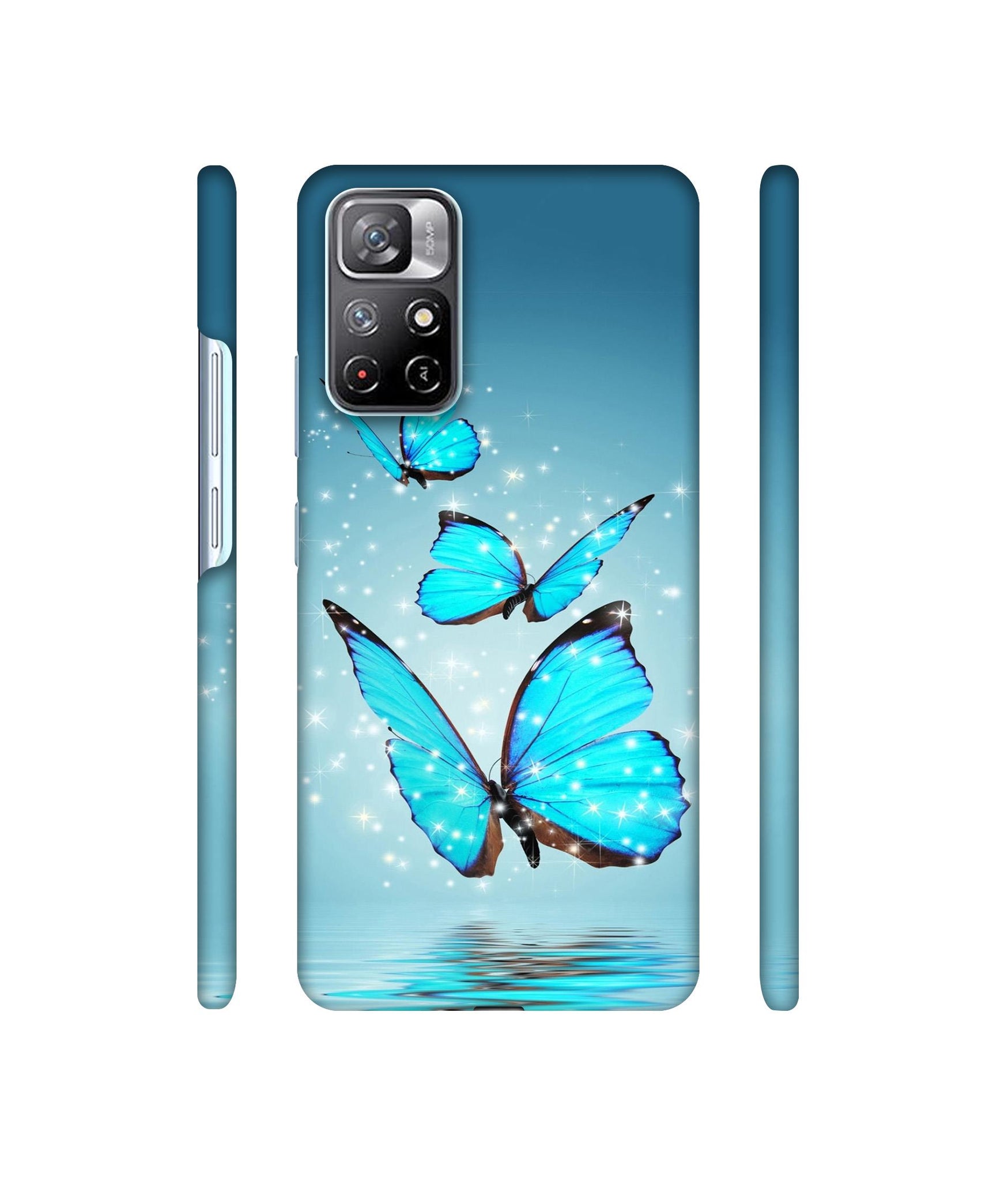 Flying Butterflies Designer Hard Back Cover for Mi Redmi Note 11T 5G / Poco M4 Pro 5G