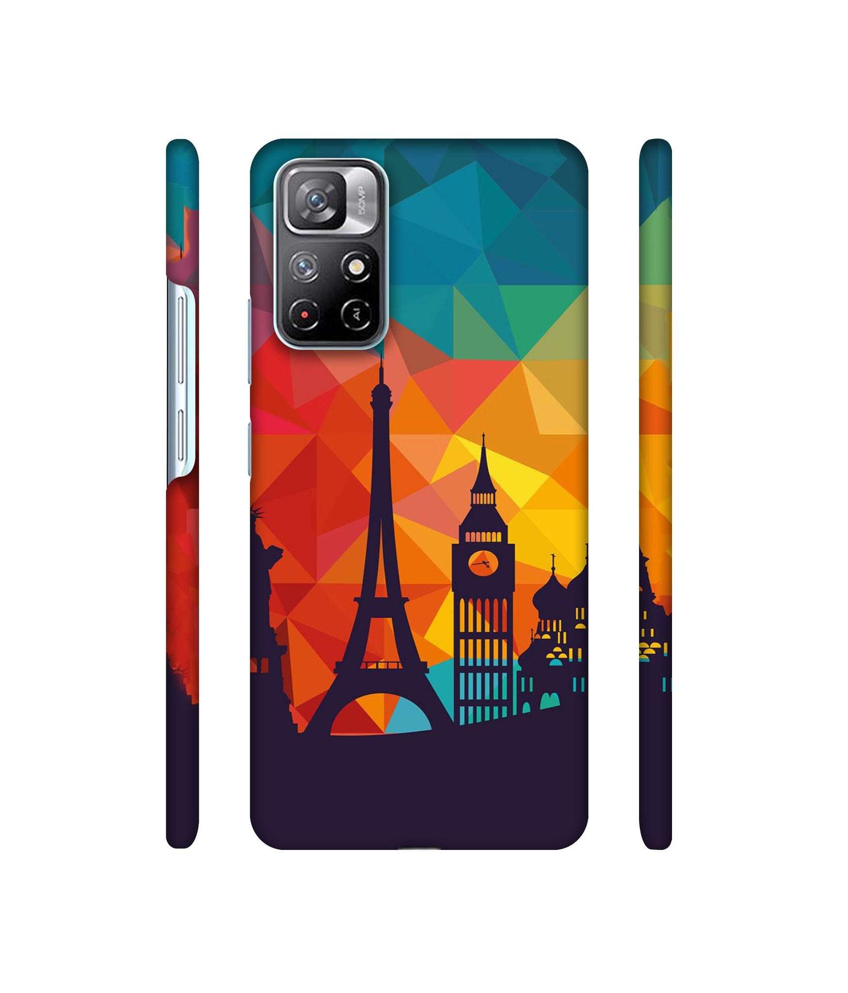 Colored Paris Designer Hard Back Cover for Mi Redmi Note 11T 5G / Poco M4 Pro 5G