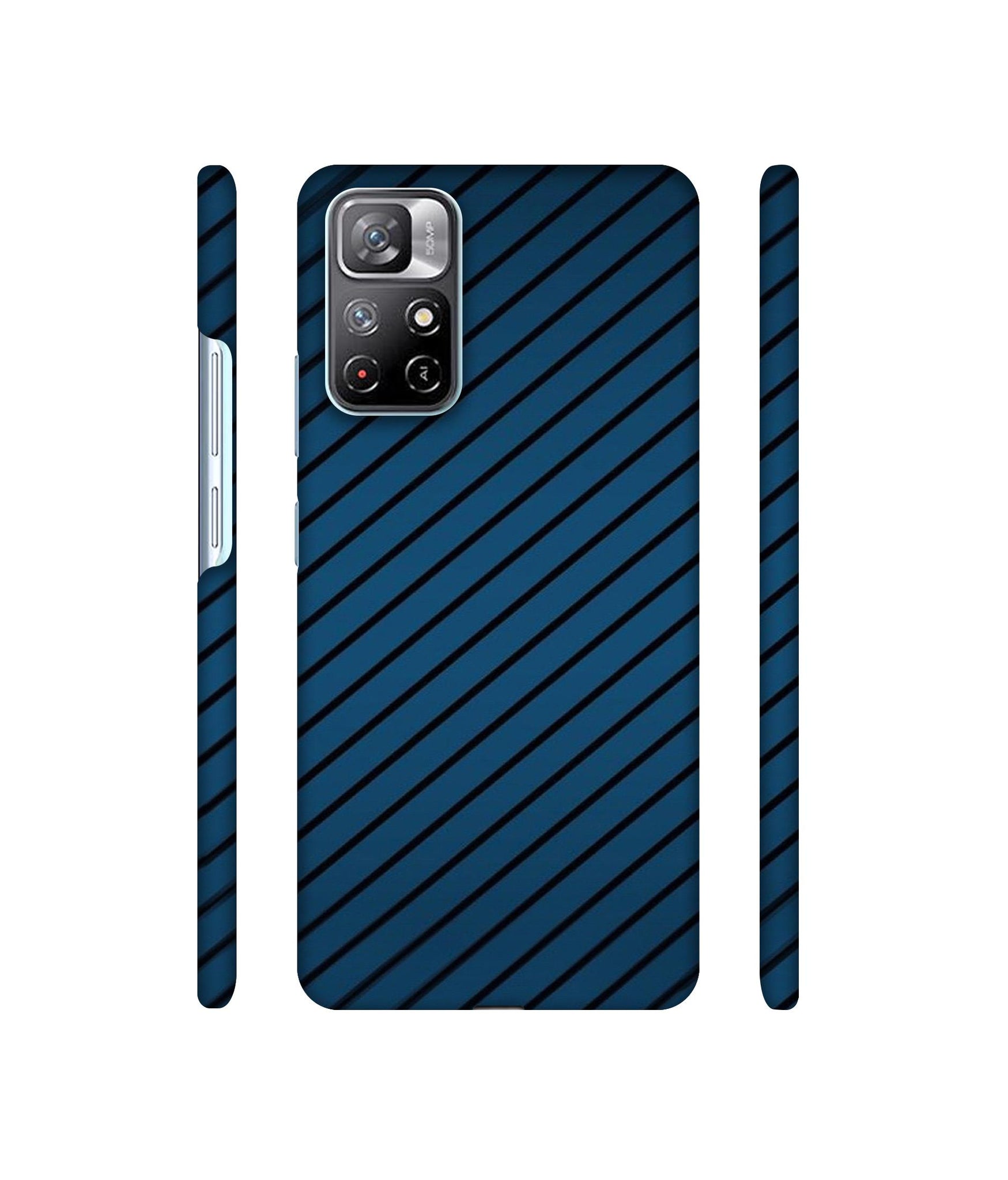Blue Stripes Designer Hard Back Cover for Mi Redmi Note 11T 5G / Poco M4 Pro 5G