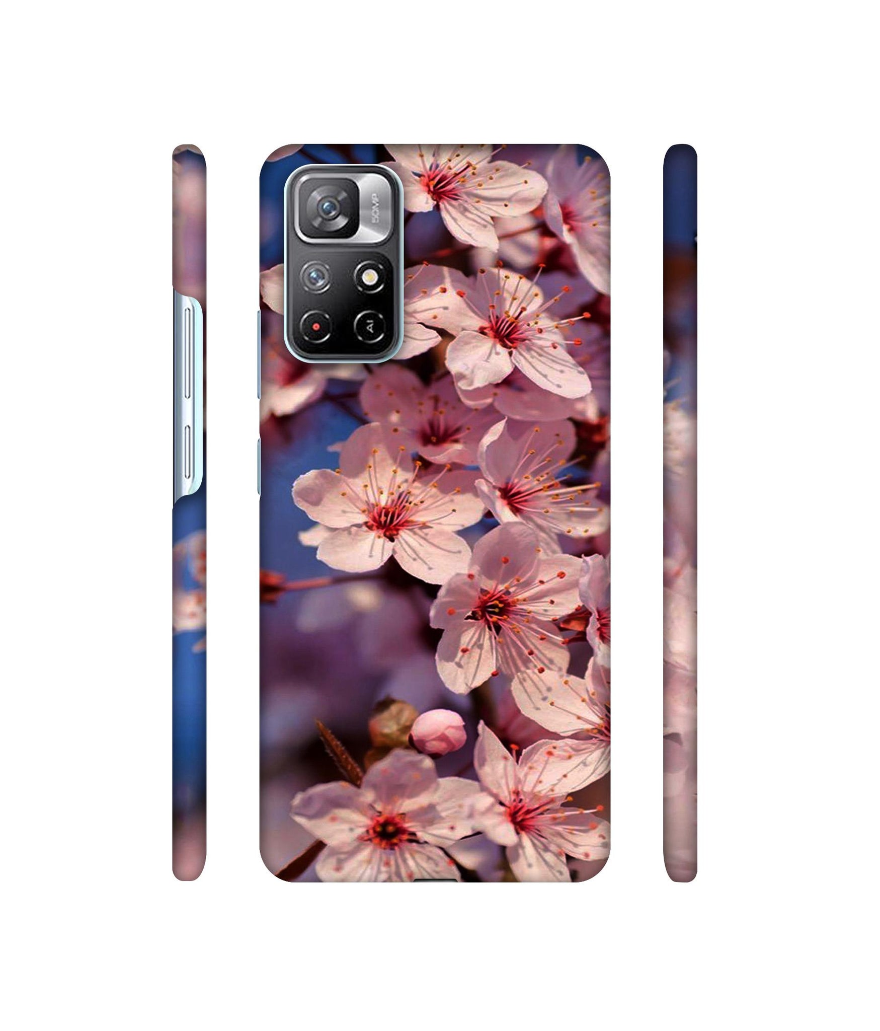 Pink Flowers Pattern Designer Hard Back Cover for Mi Redmi Note 11T 5G / Poco M4 Pro 5G