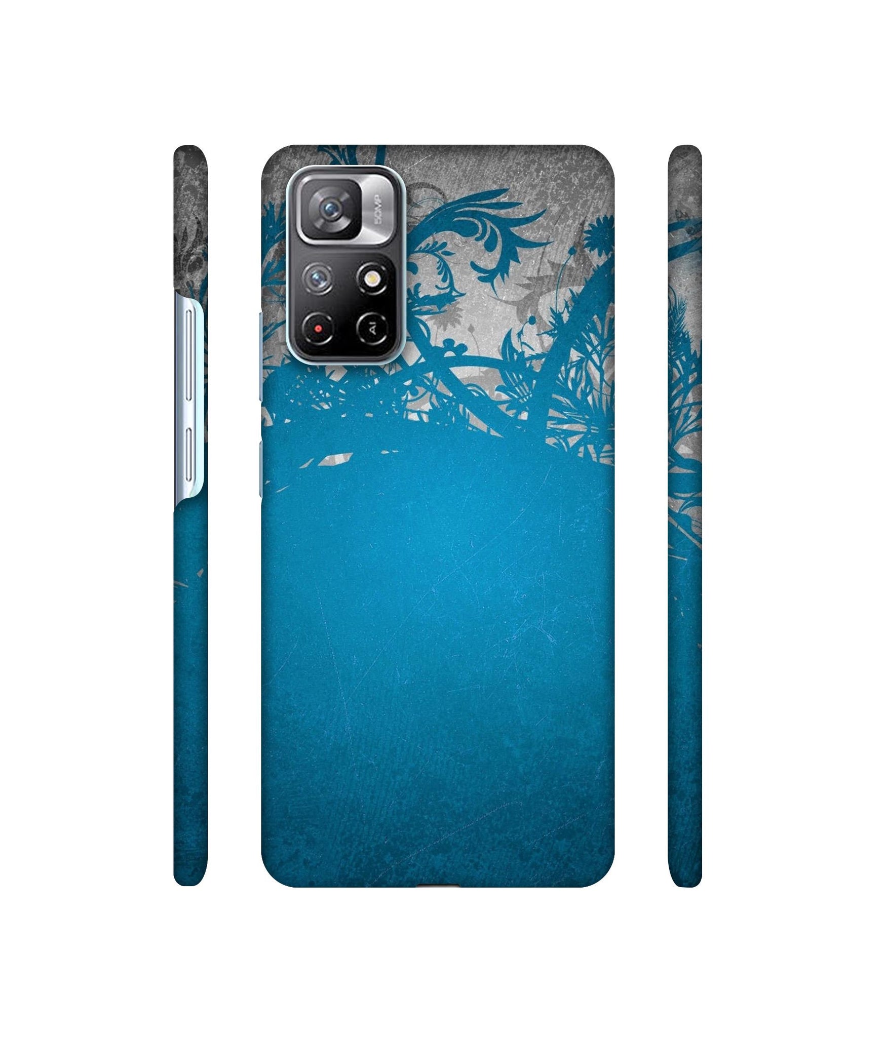 Blue Floral Pattern Designer Hard Back Cover for Mi Redmi Note 11T 5G / Poco M4 Pro 5G