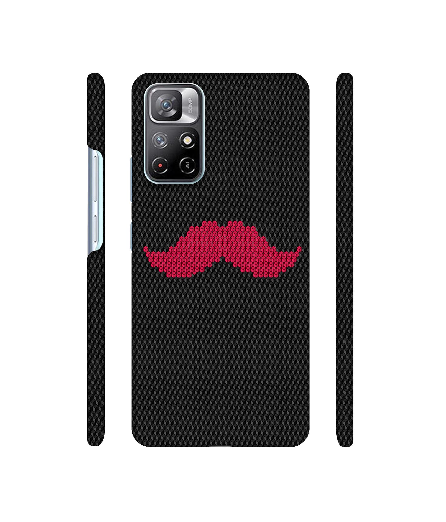Pink Mustache Pattern Designer Hard Back Cover for Mi Redmi Note 11T 5G / Poco M4 Pro 5G