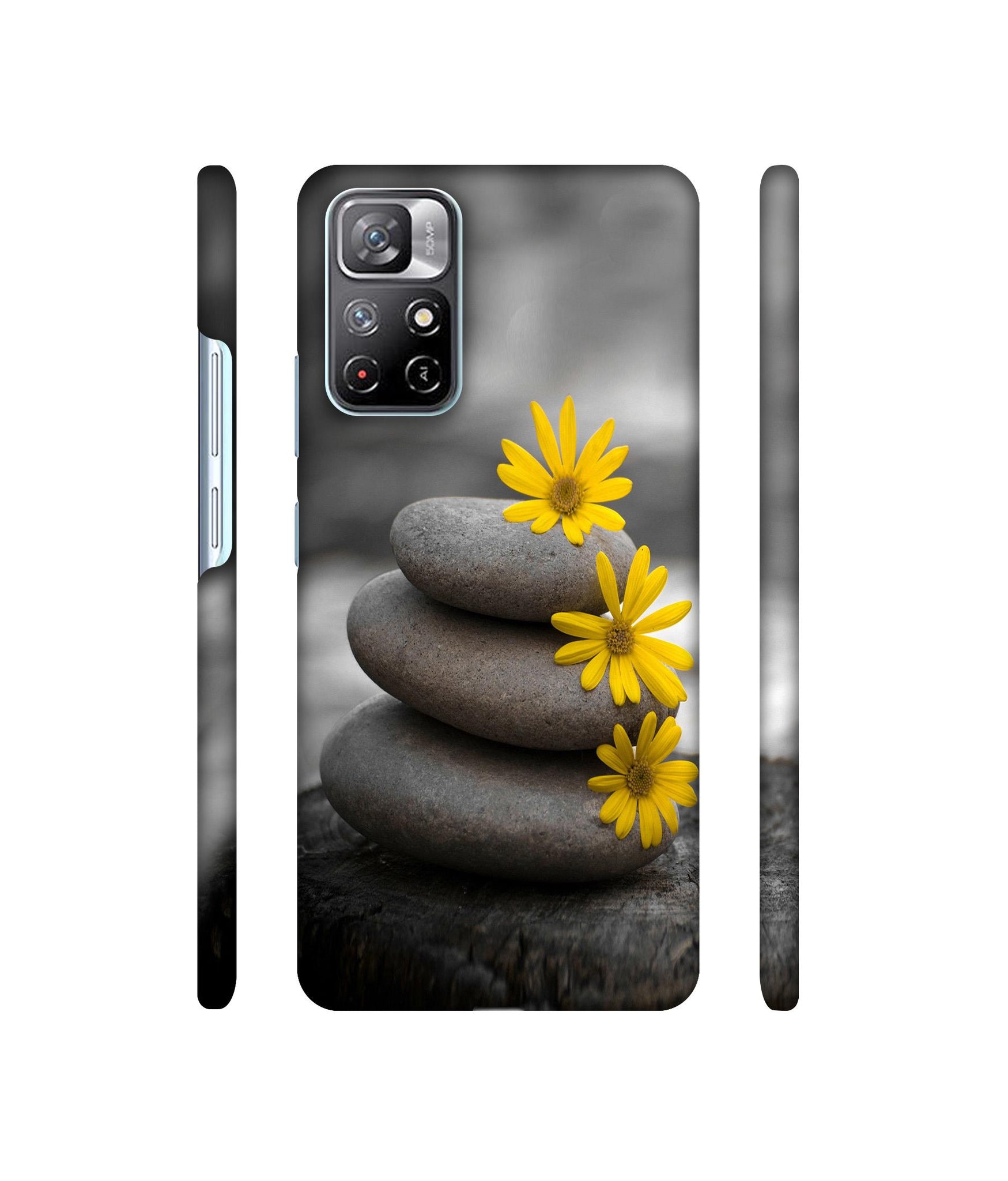 Stones And Flower Designer Hard Back Cover for Mi Redmi Note 11T 5G / Poco M4 Pro 5G