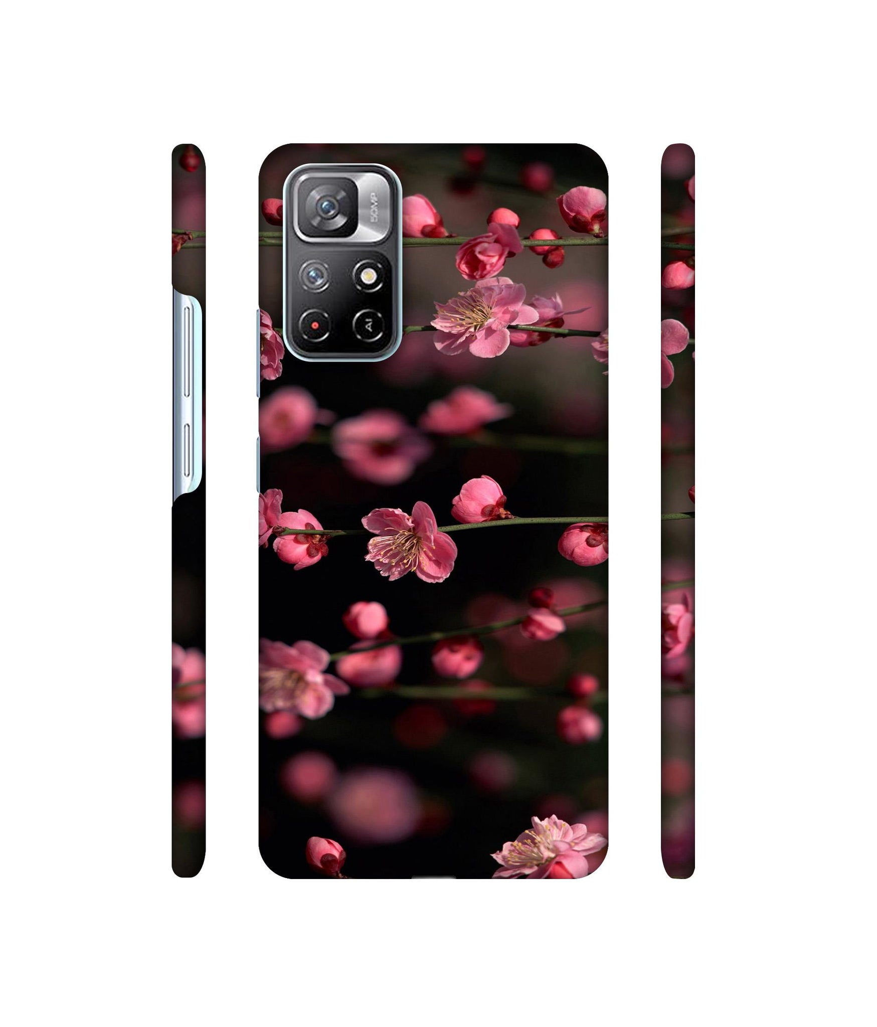 Pink Flowers Designer Hard Back Cover for Mi Redmi Note 11T 5G / Poco M4 Pro 5G